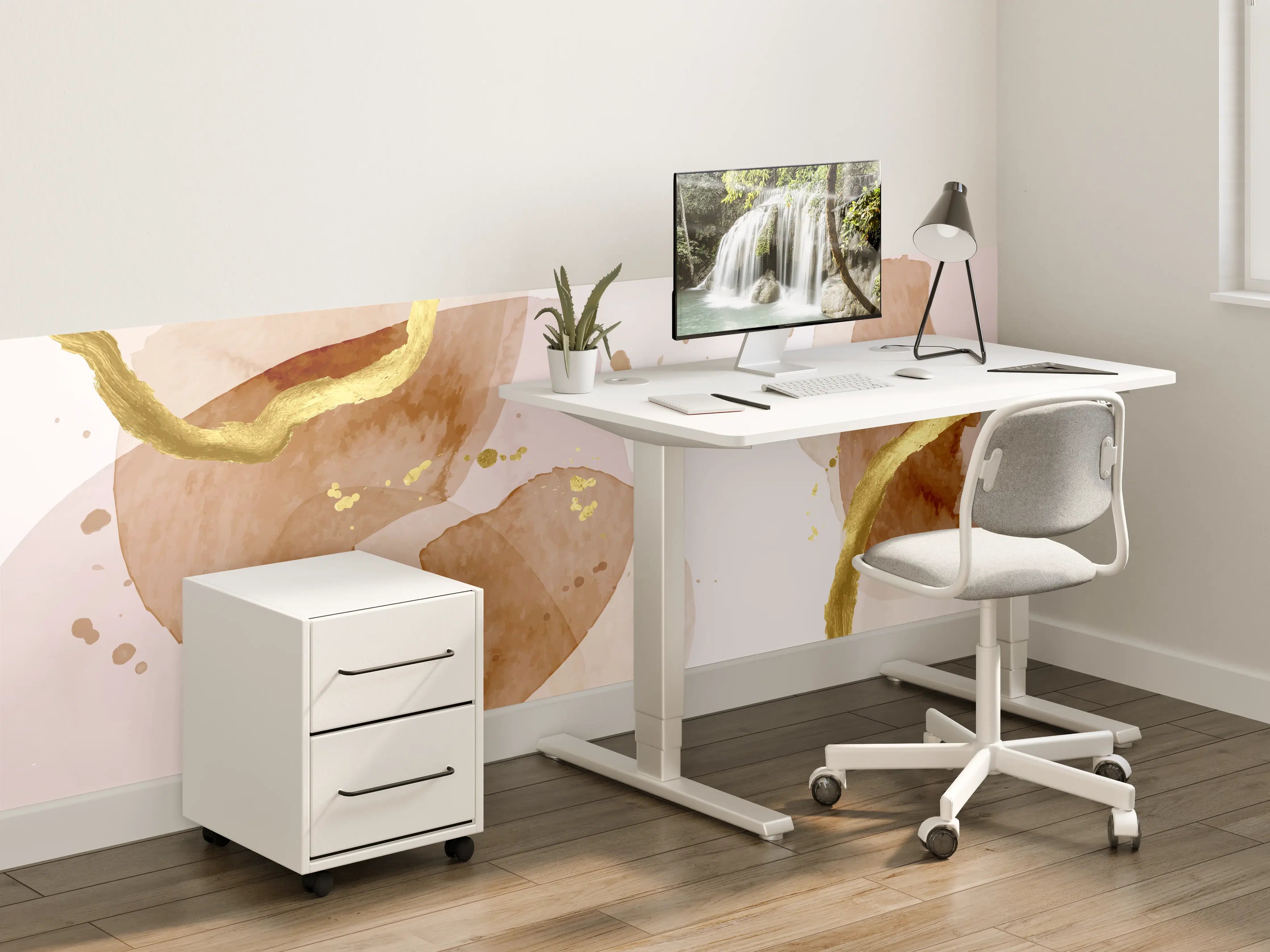 Kinderzimmer Wandgestaltung - Beige Aquarell Kunst