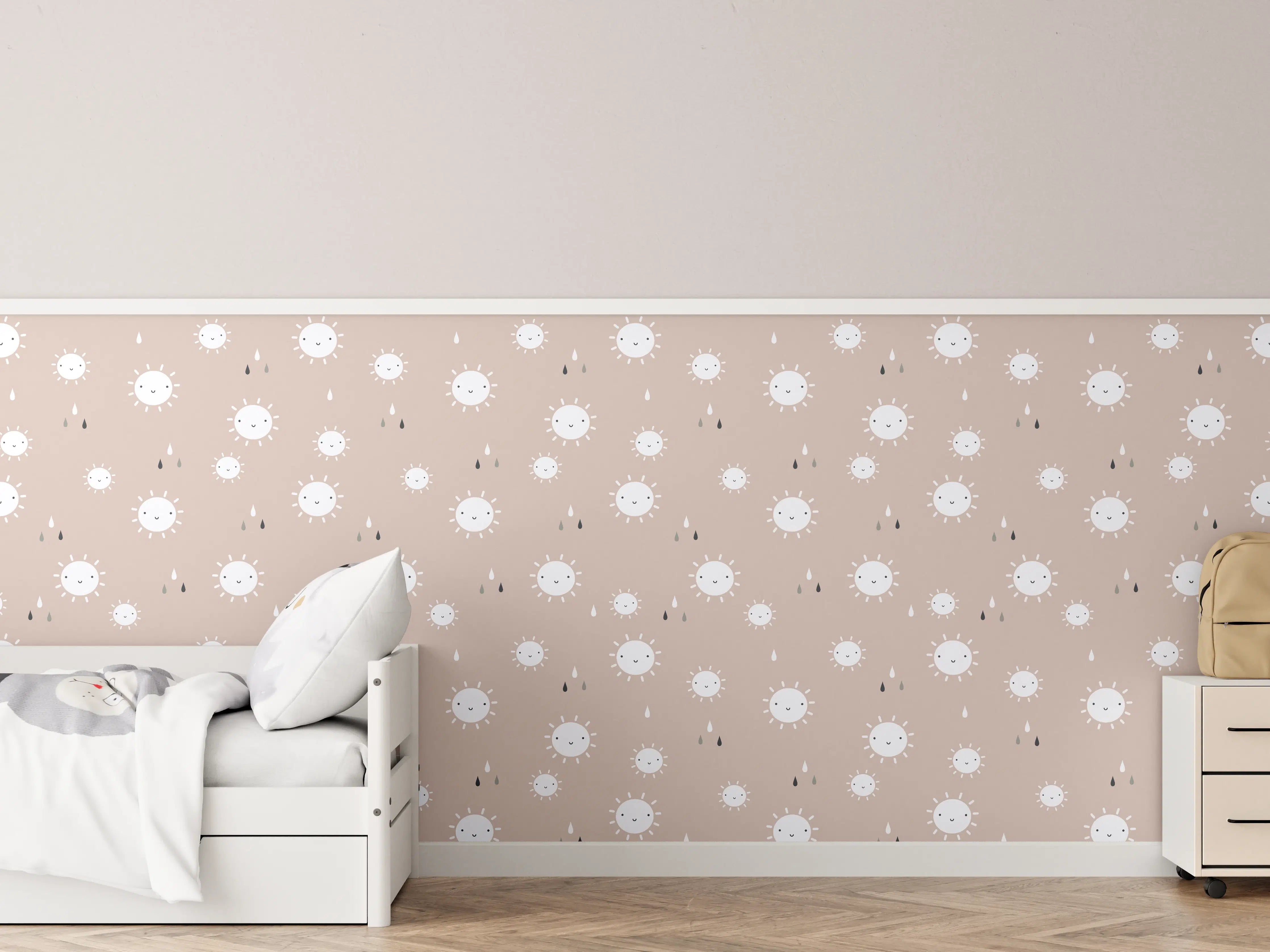 Kinderzimmer Wandgestaltung - Beige Baby Decke mit weißen Punkten