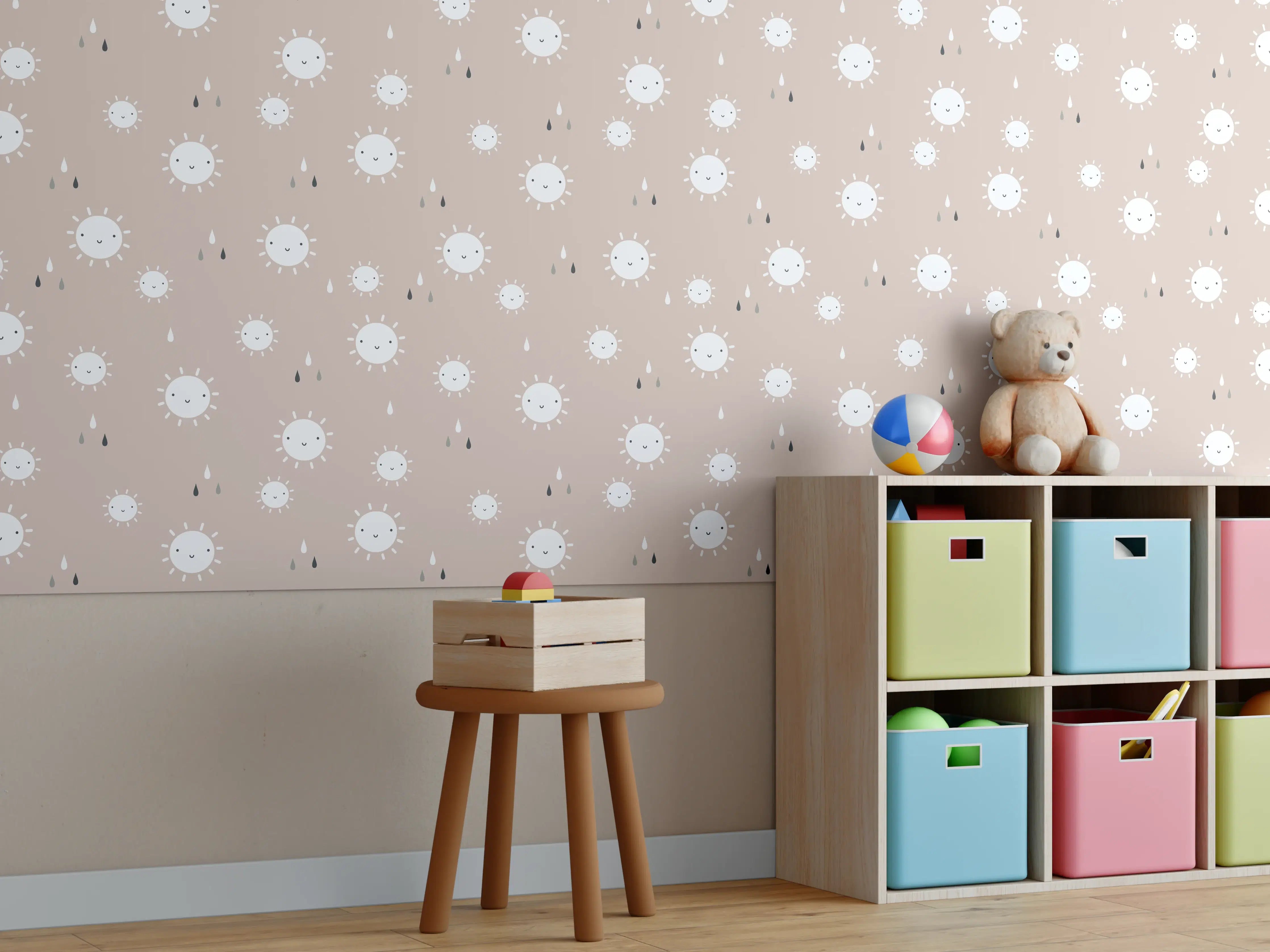 Kinderzimmer Wandgestaltung - Beige Baby Decke mit weißen Punkten