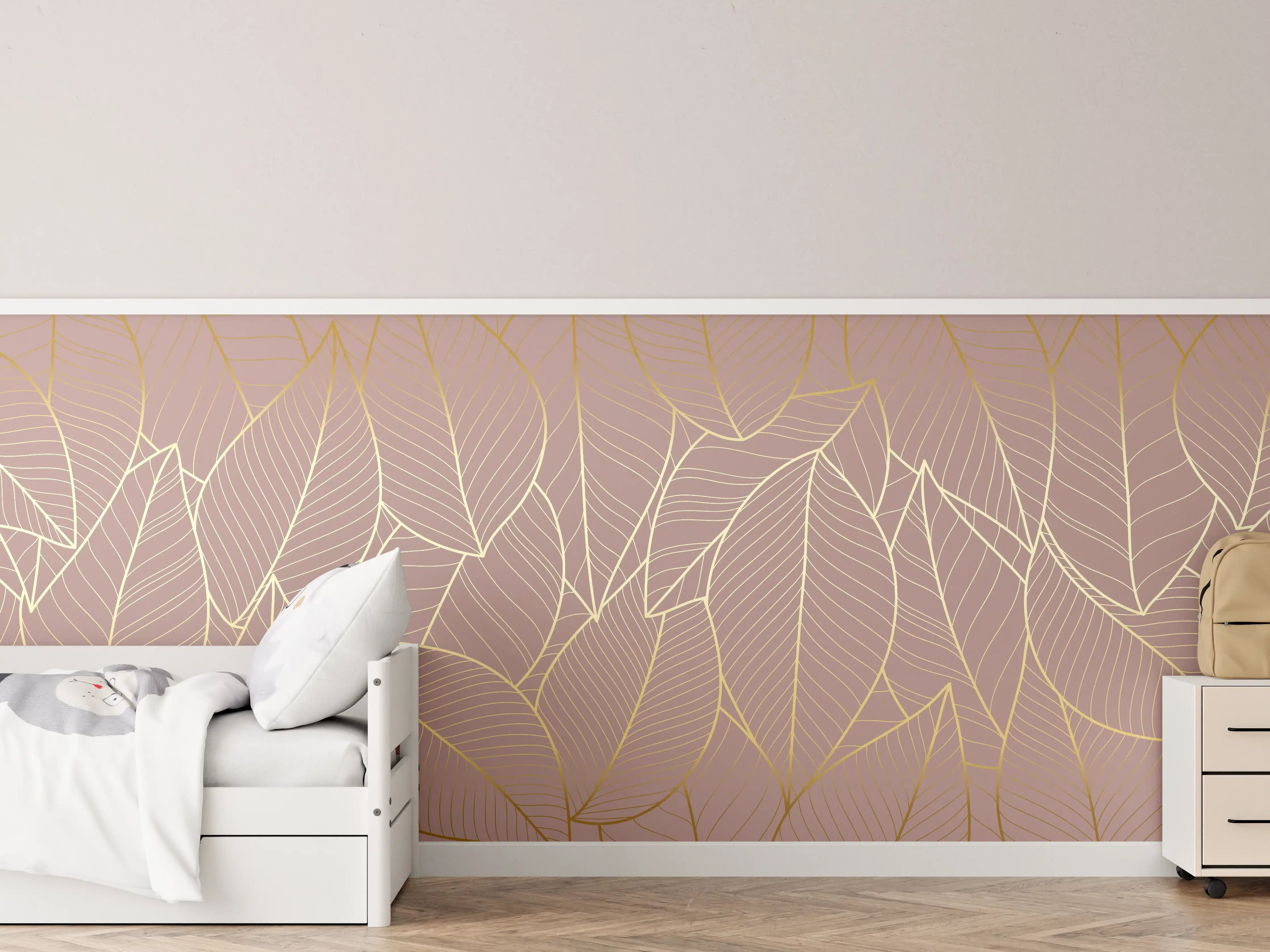 Kinderzimmer Wandgestaltung - Beige Blattgold Struktur