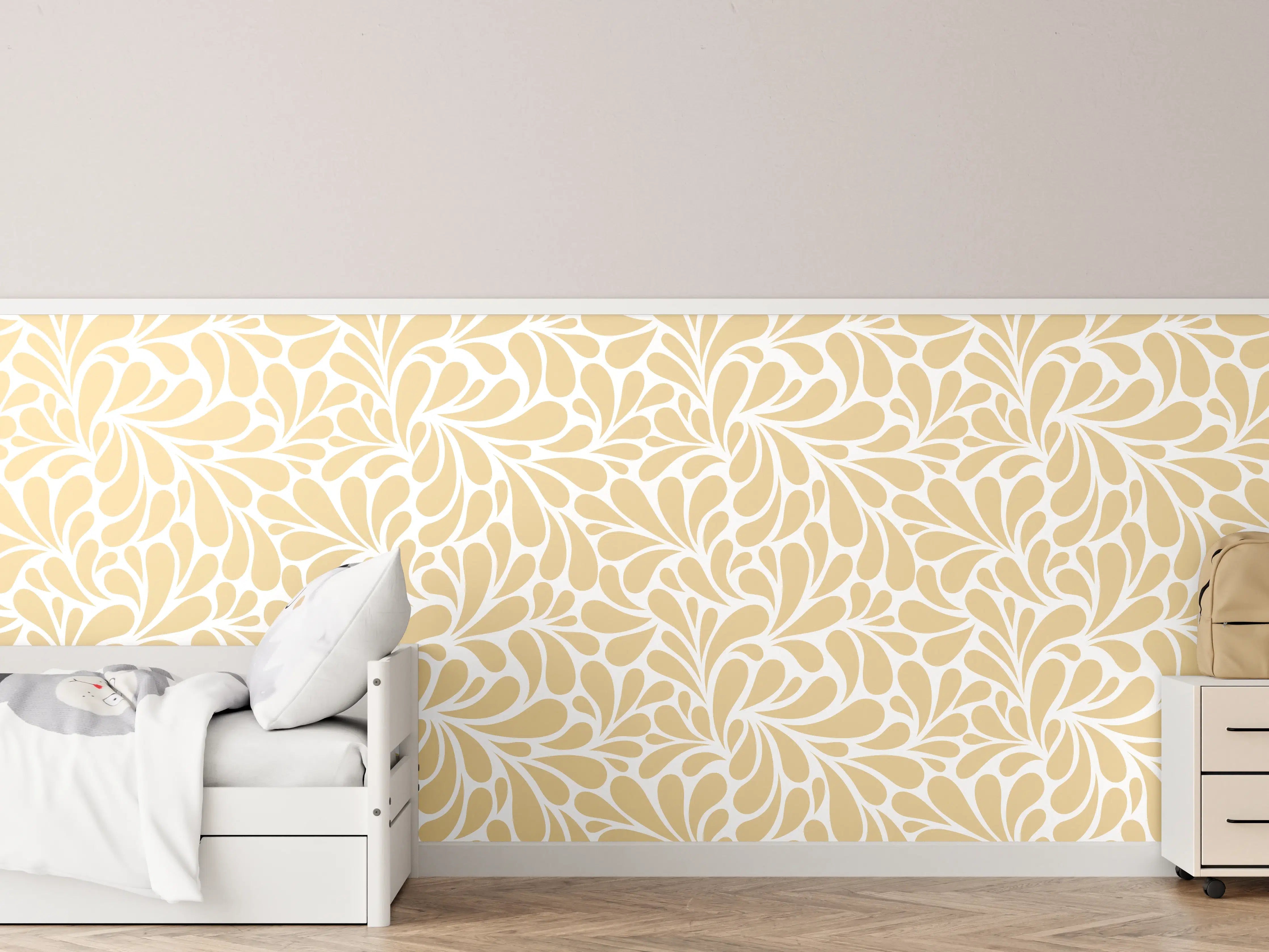 Kinderzimmer Wandgestaltung - Beige-Blumenmuster-Design
