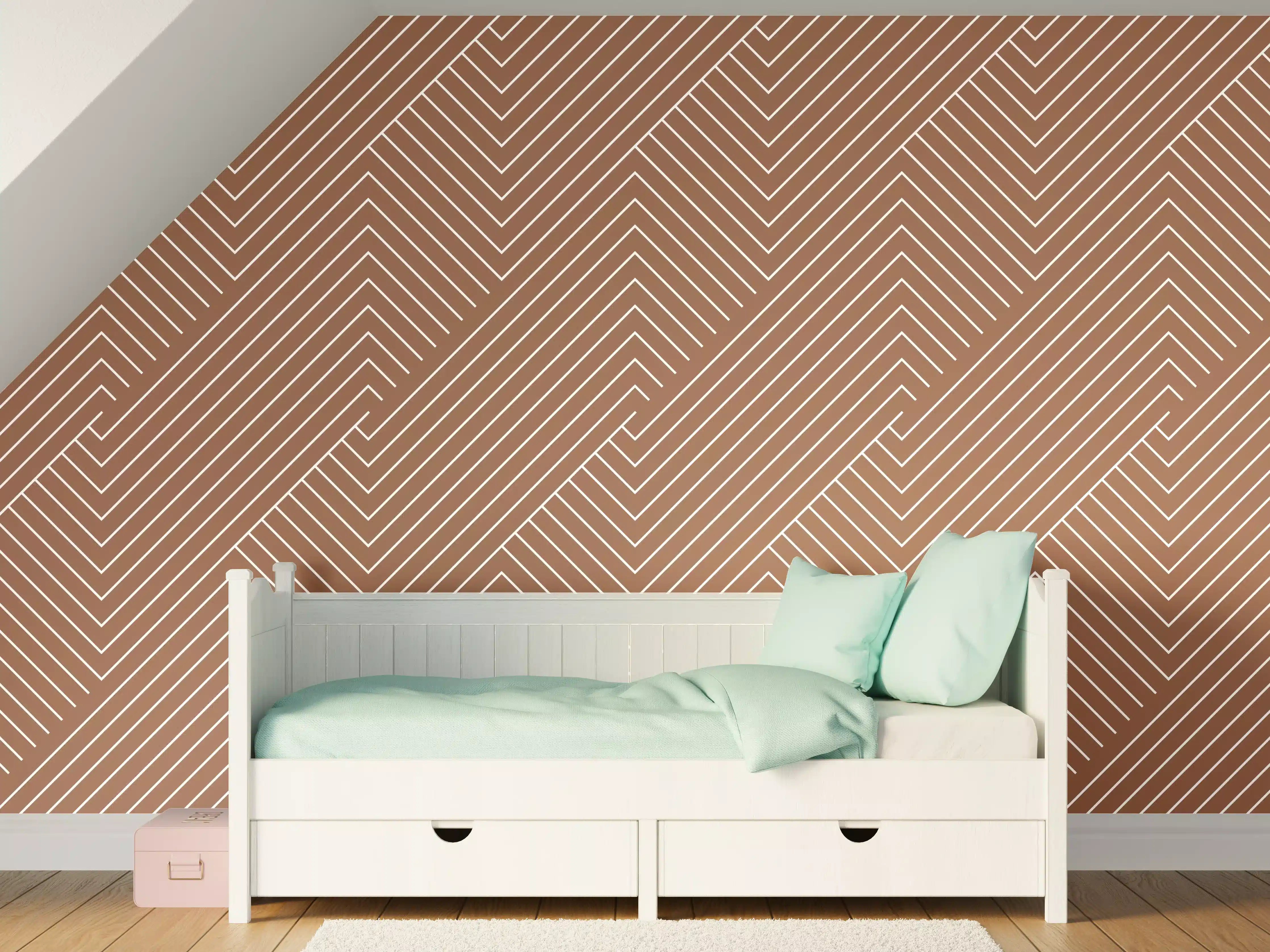 Kinderzimmer Wandgestaltung - Beige-Braune Geometrische Fliesen