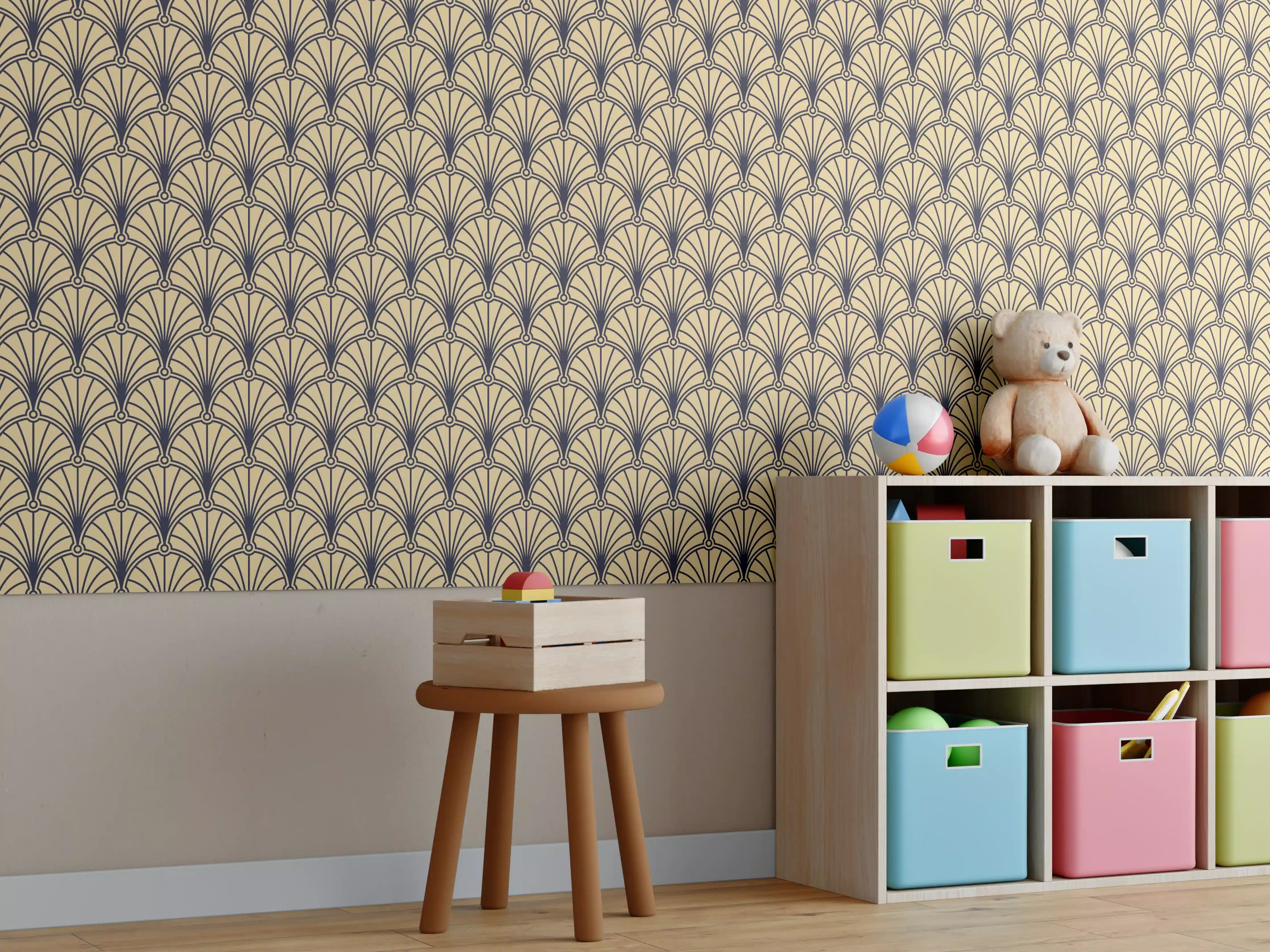 Kinderzimmer Wandgestaltung - Beige Braune Webstruktur