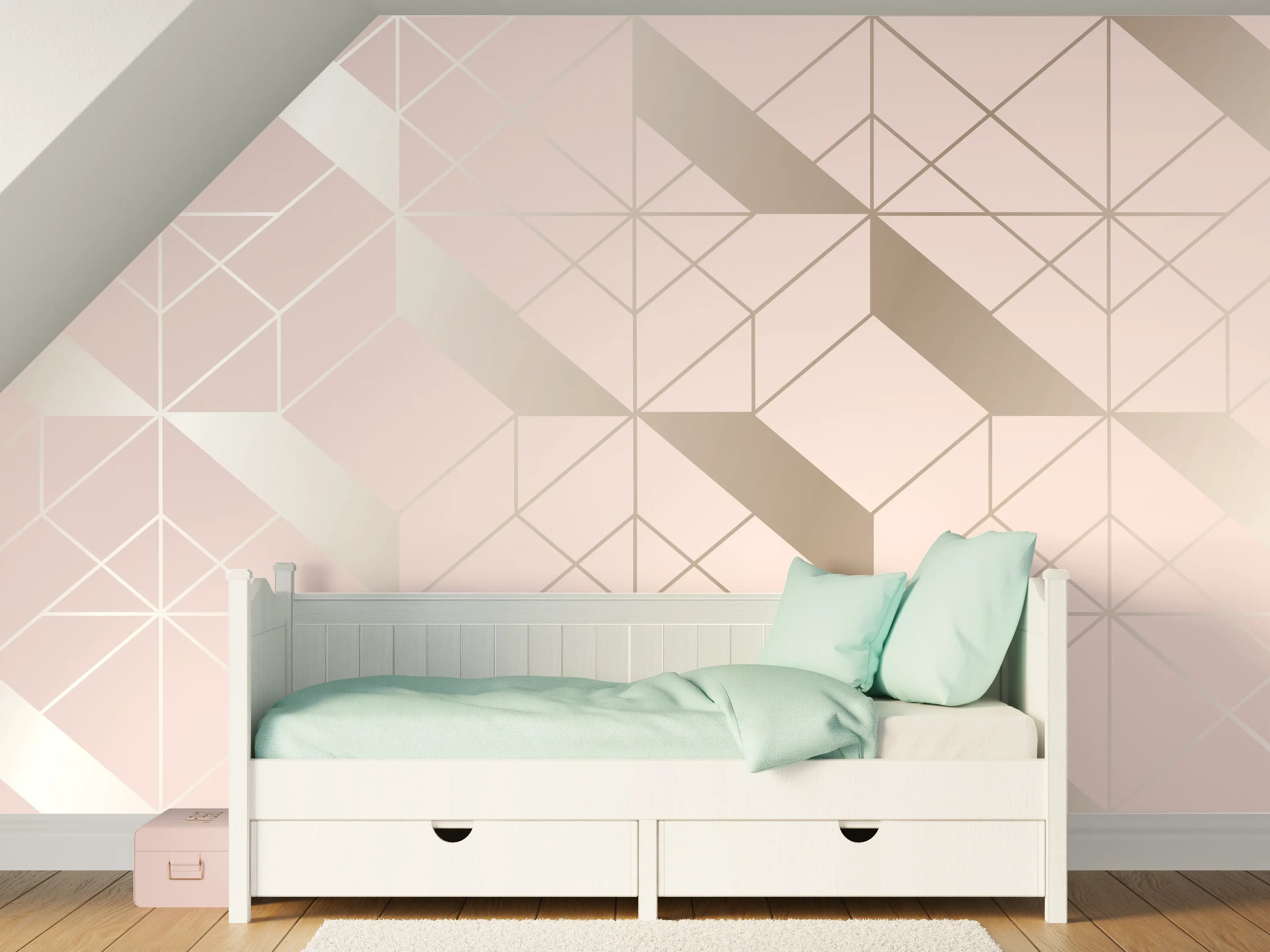 Kinderzimmer Wandgestaltung - Beige Geometrie-Muster Tapete