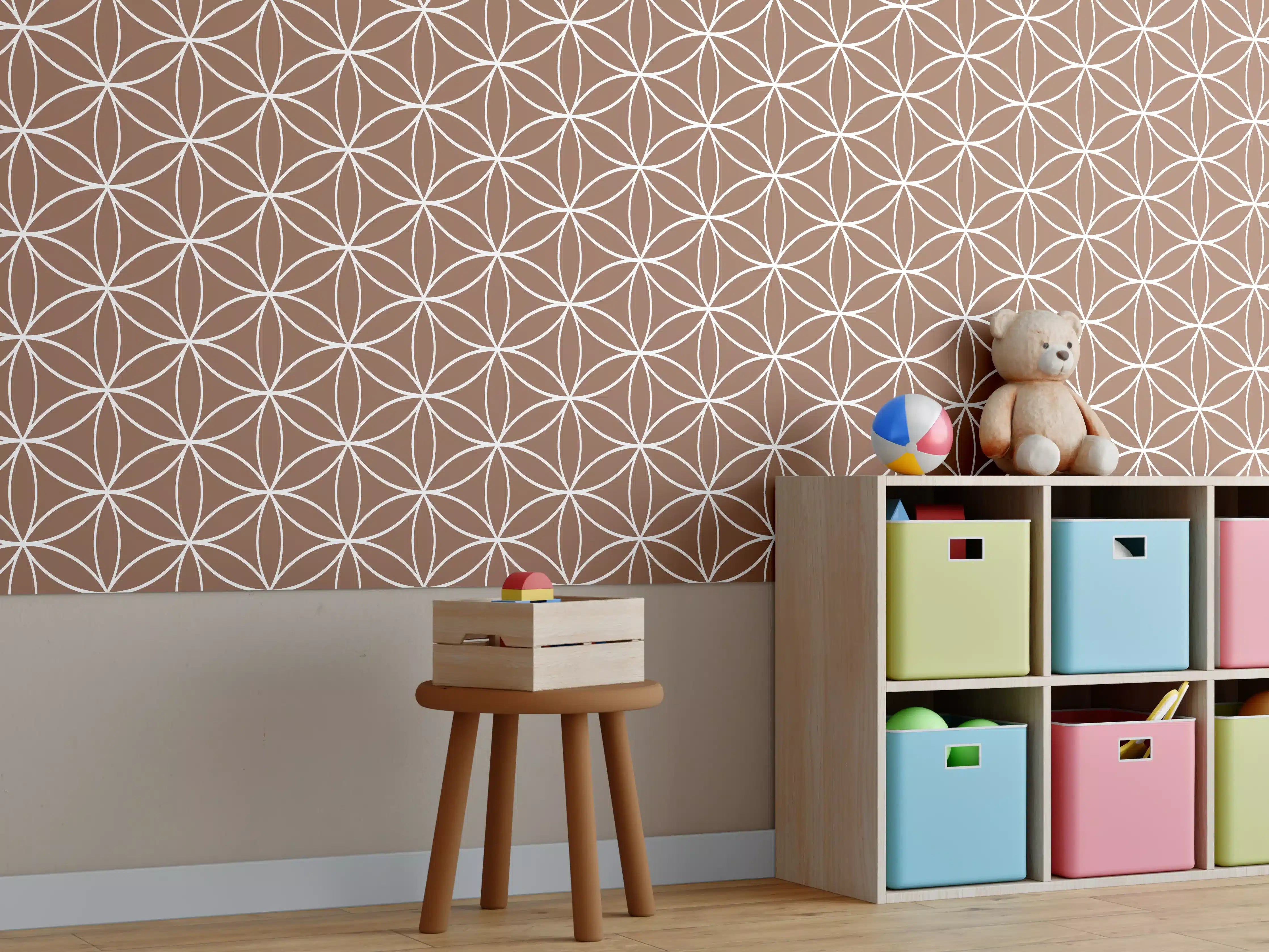 Kinderzimmer Wandgestaltung - Beige-Geometrik-Design
