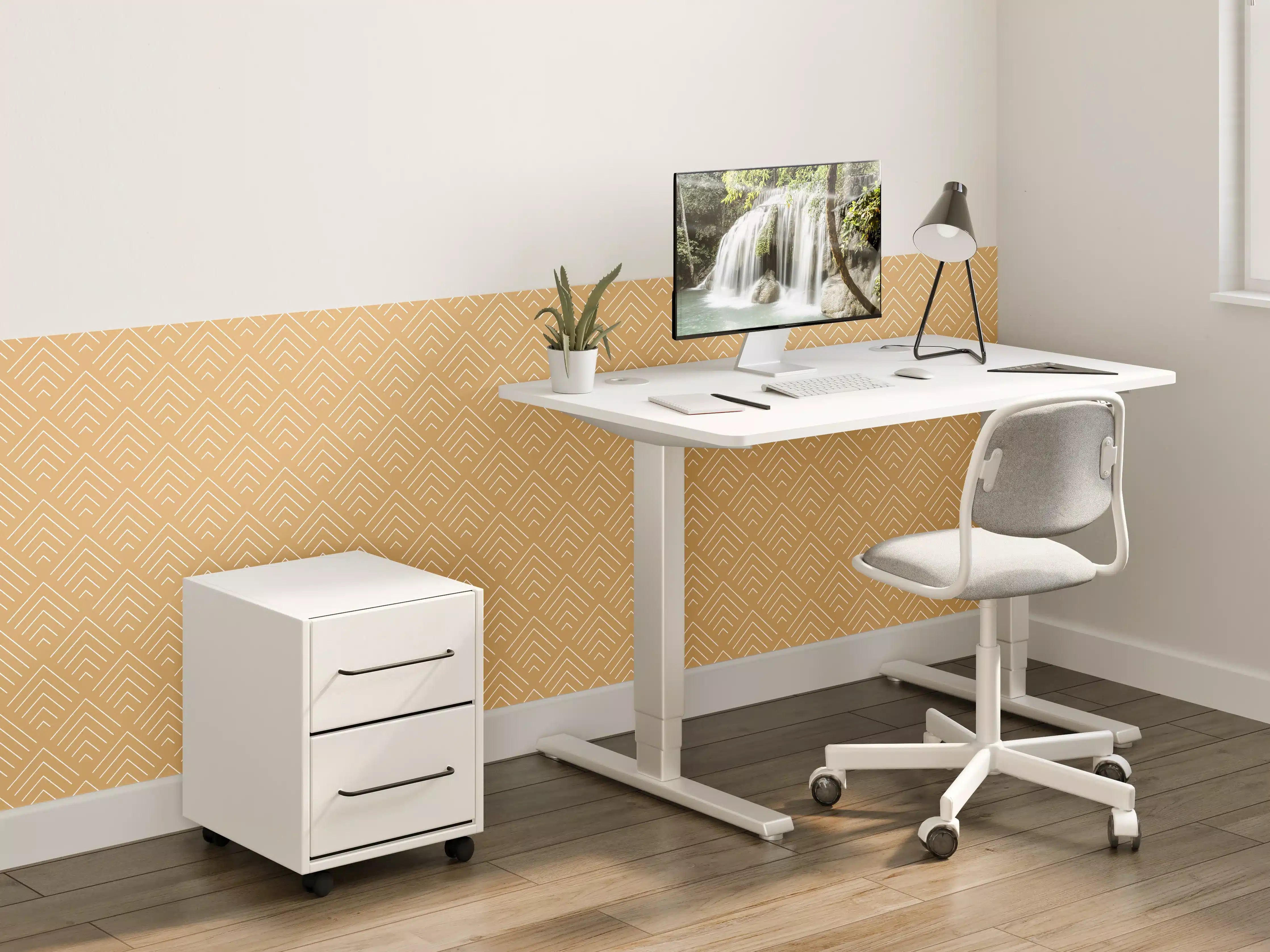 Kinderzimmer Wandgestaltung - Beige Goldene Musterwandgestaltung