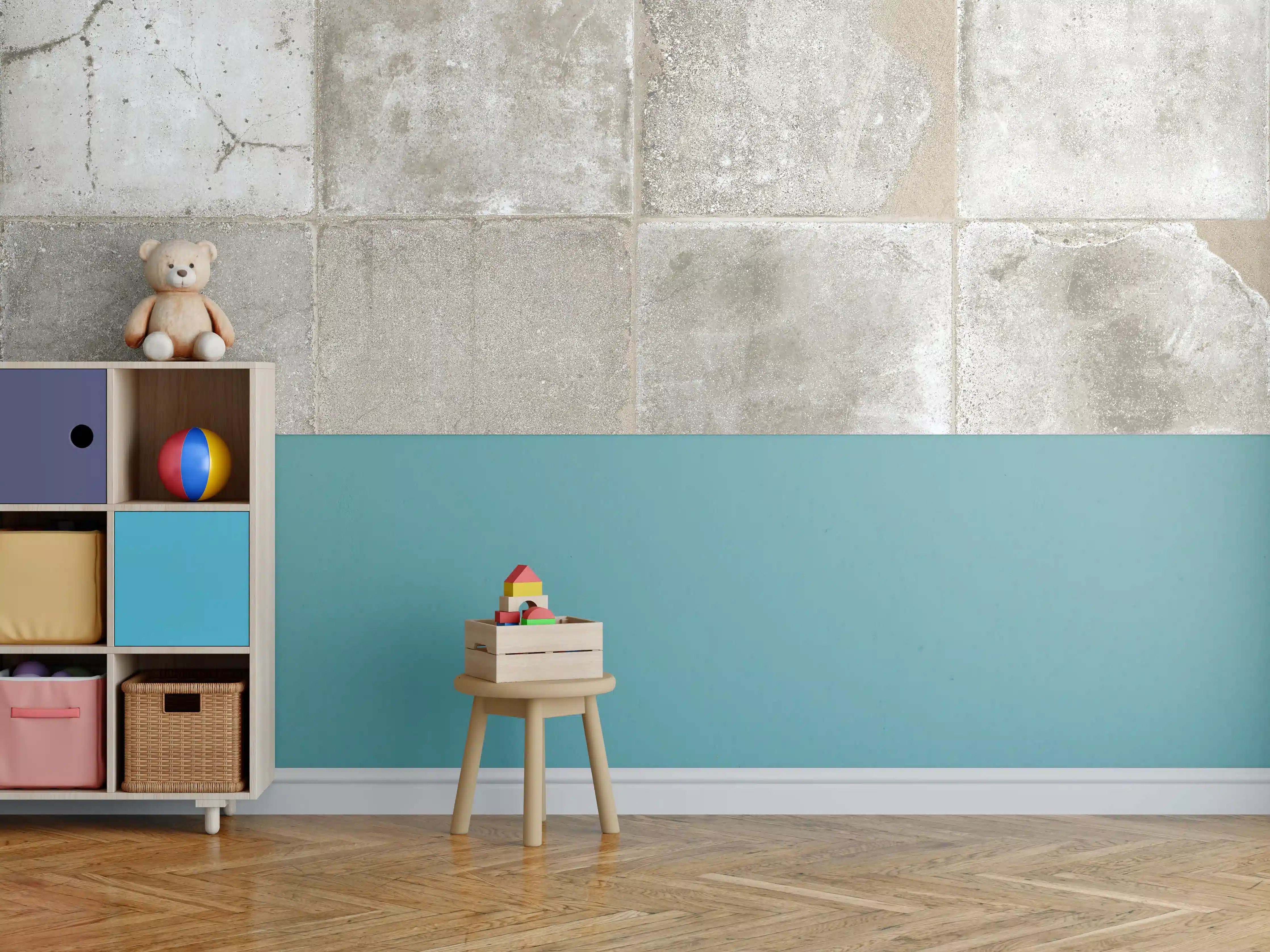 Kinderzimmer Wandgestaltung - Beige Grau Steinwand-Textur