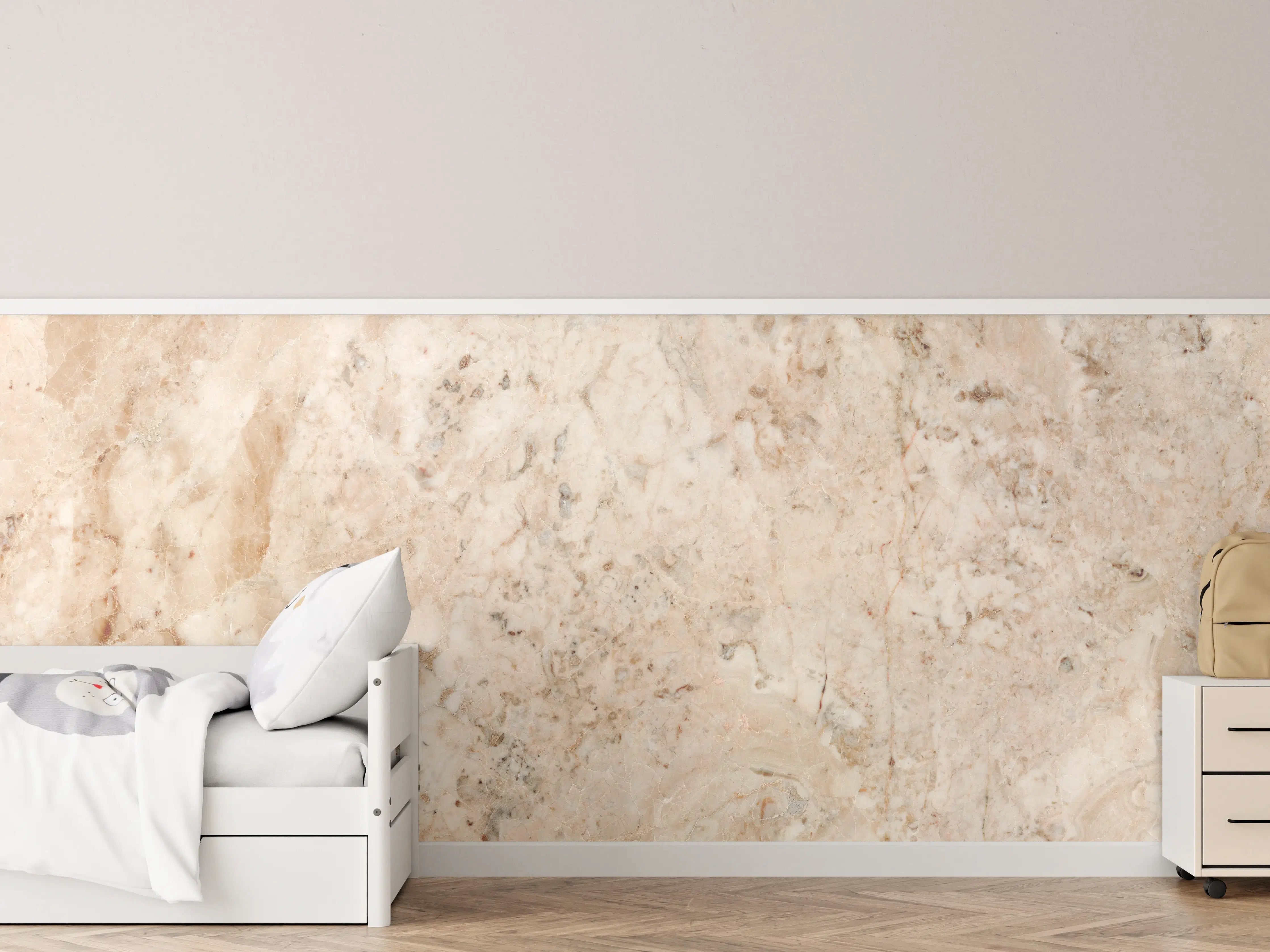 Kinderzimmer Wandgestaltung - Beige Marmor-Optik mit feinen Strukturen
