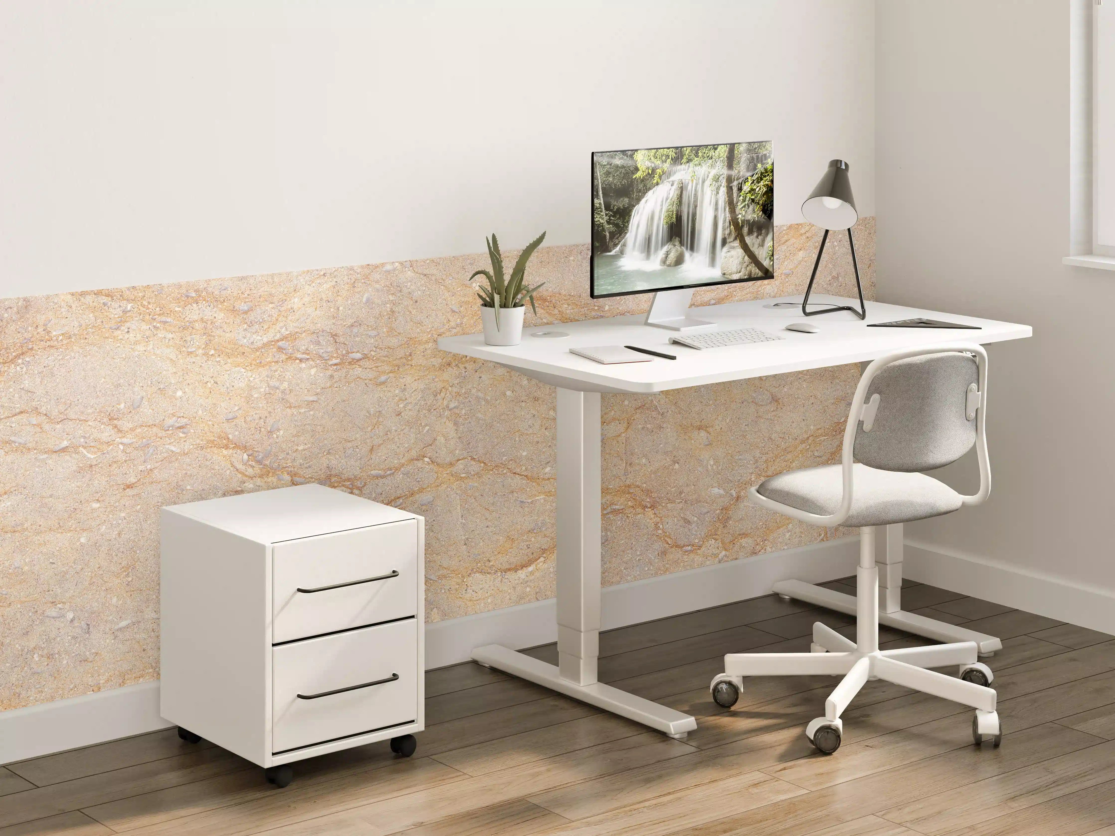Kinderzimmer Wandgestaltung - Beige Marmorstruktur mit goldenen Adern