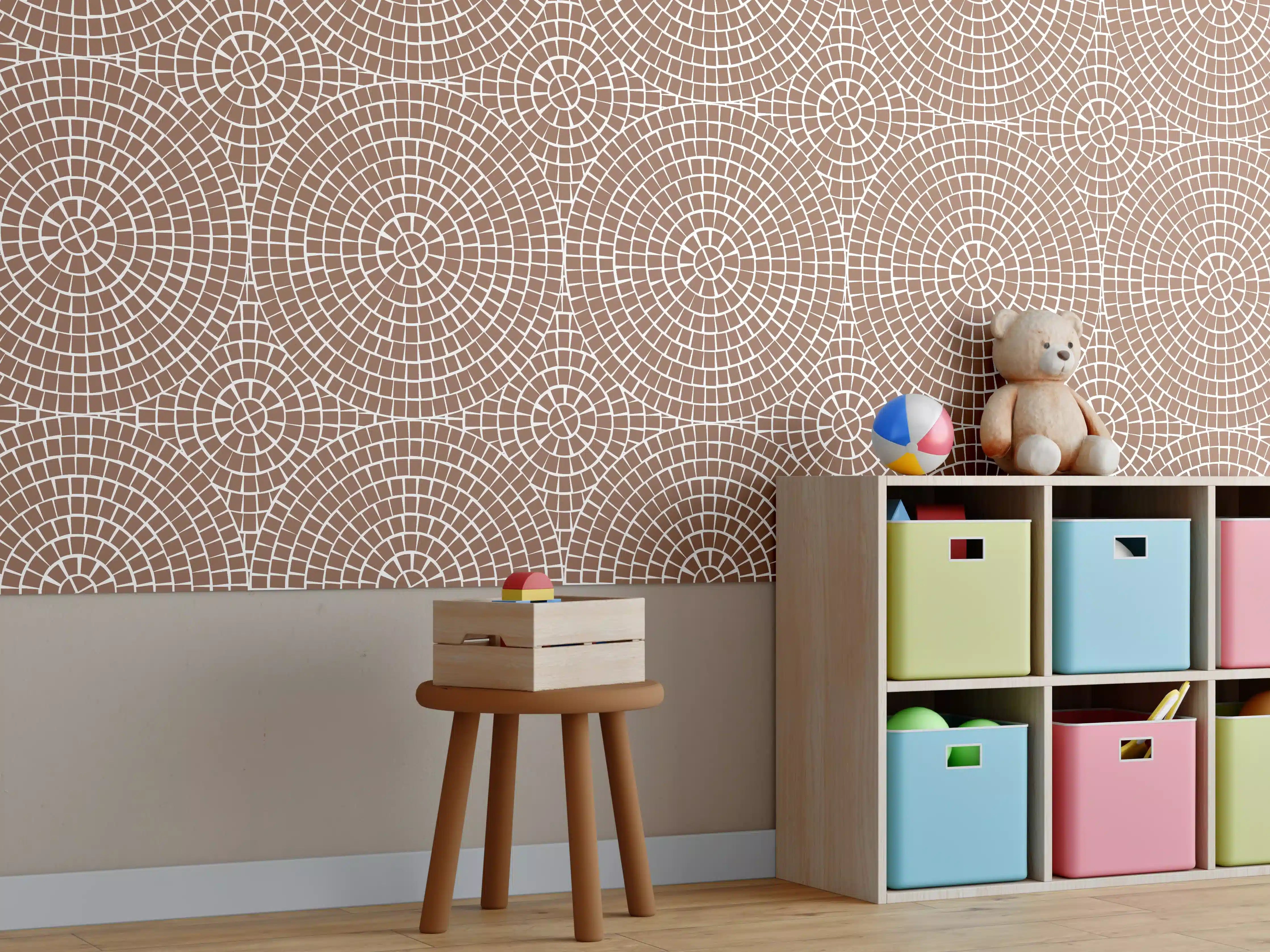 Kinderzimmer Wandgestaltung - Beige-Mosaik-Design
