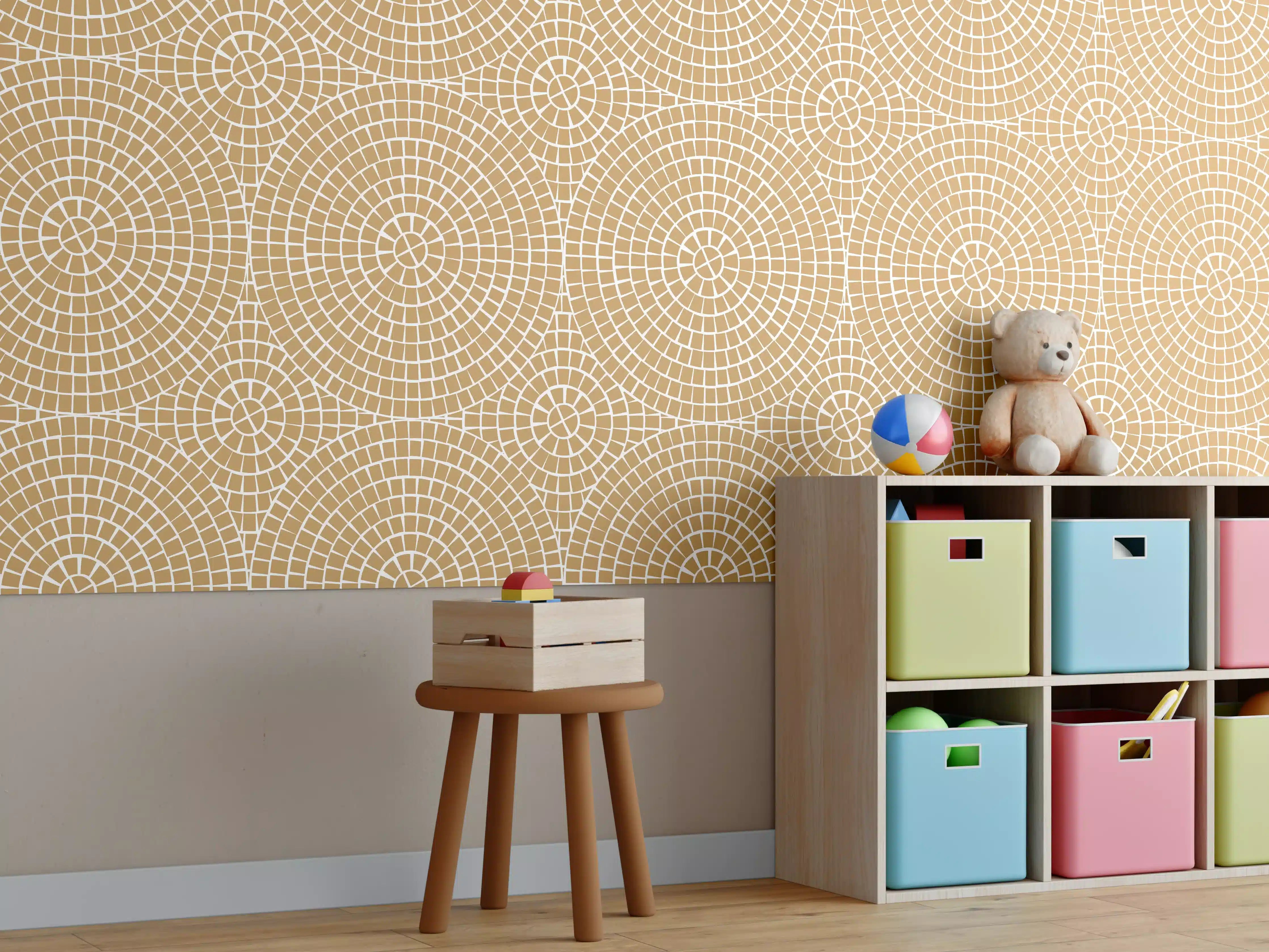 Kinderzimmer Wandgestaltung - Beige Mosaikfliese mit warmen Tönen