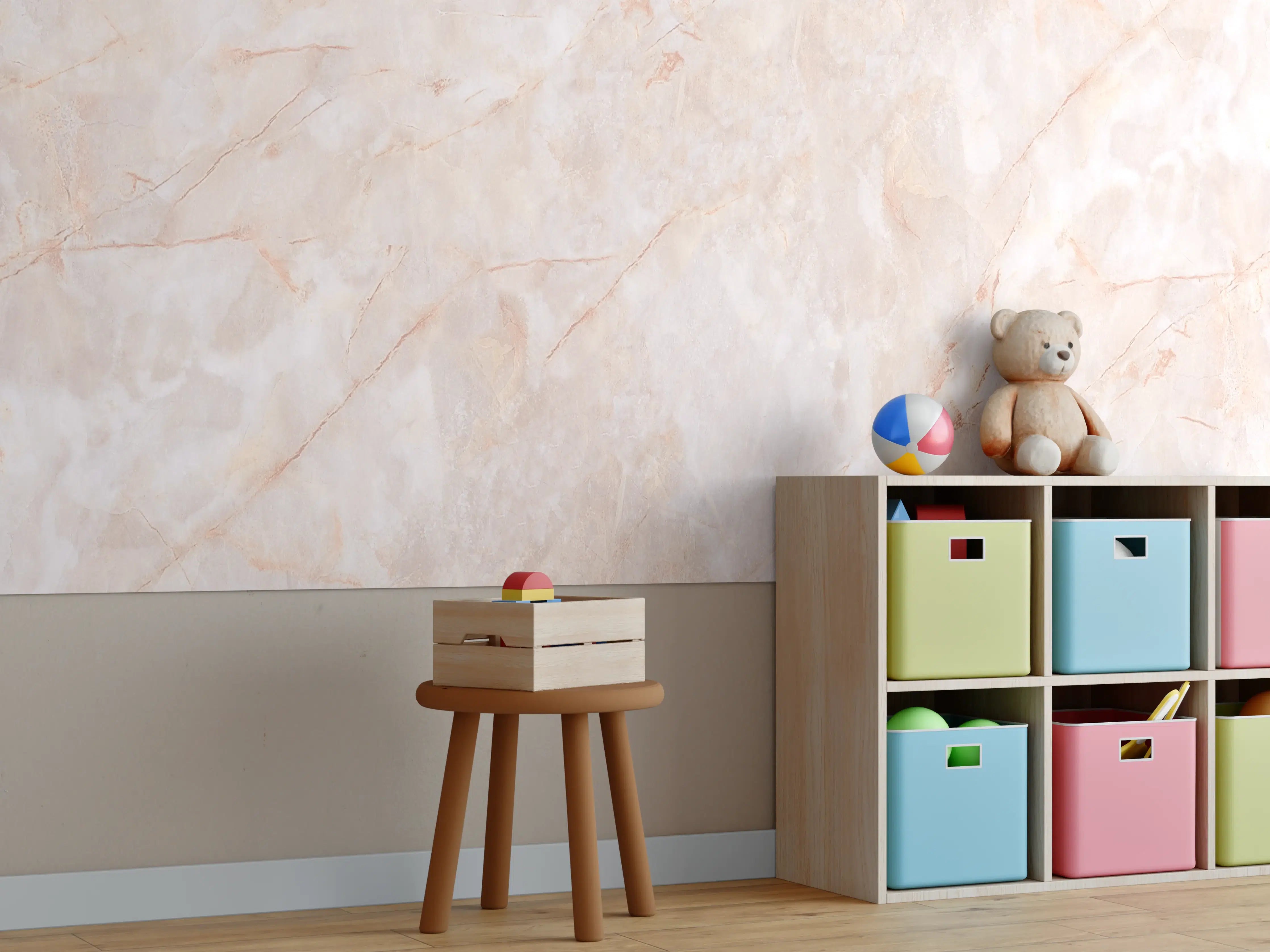 Kinderzimmer Wandgestaltung - Beige-Rosa Marmorstein