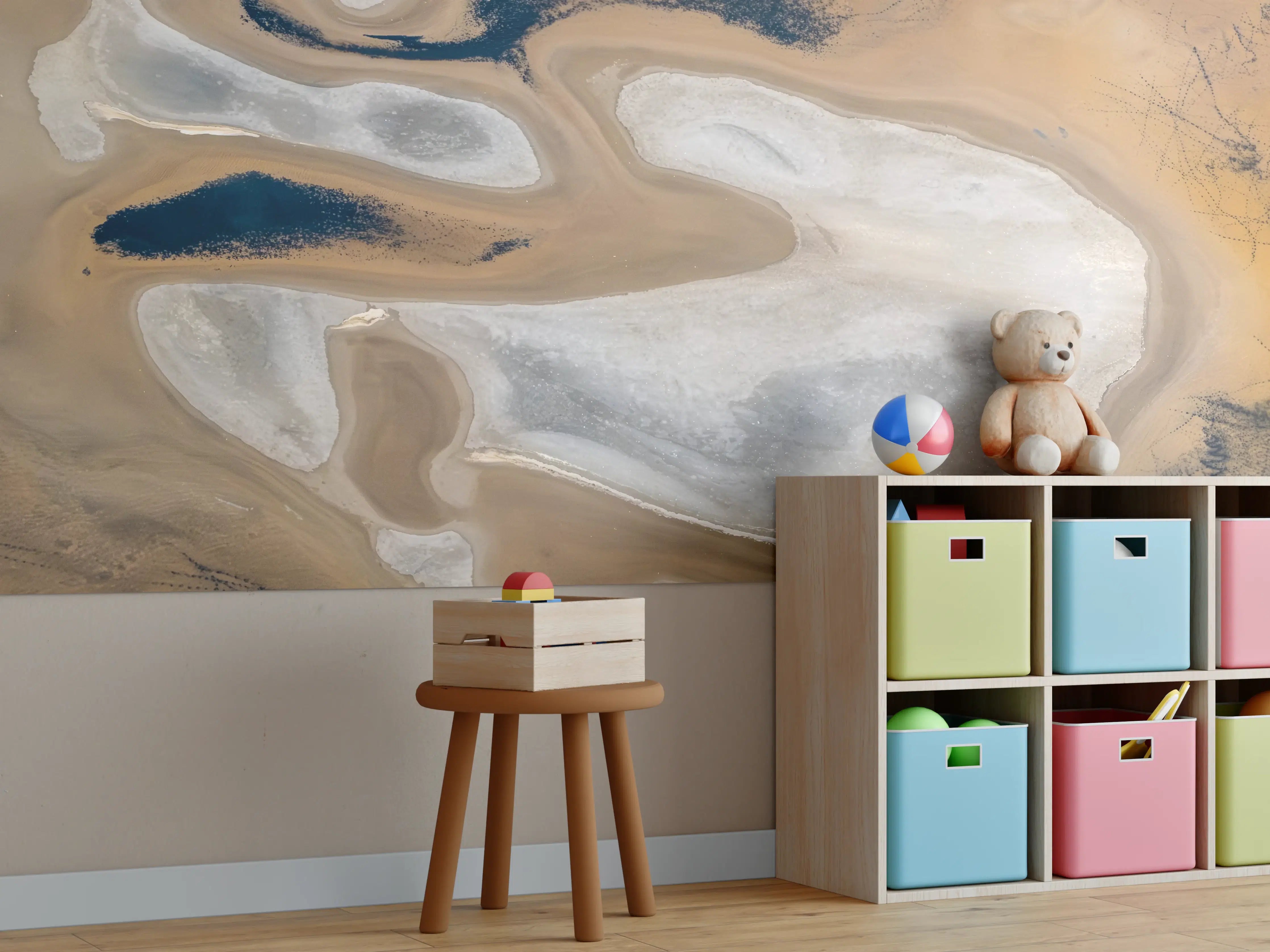 Kinderzimmer Wandgestaltung - Beige Sand Abstraktion