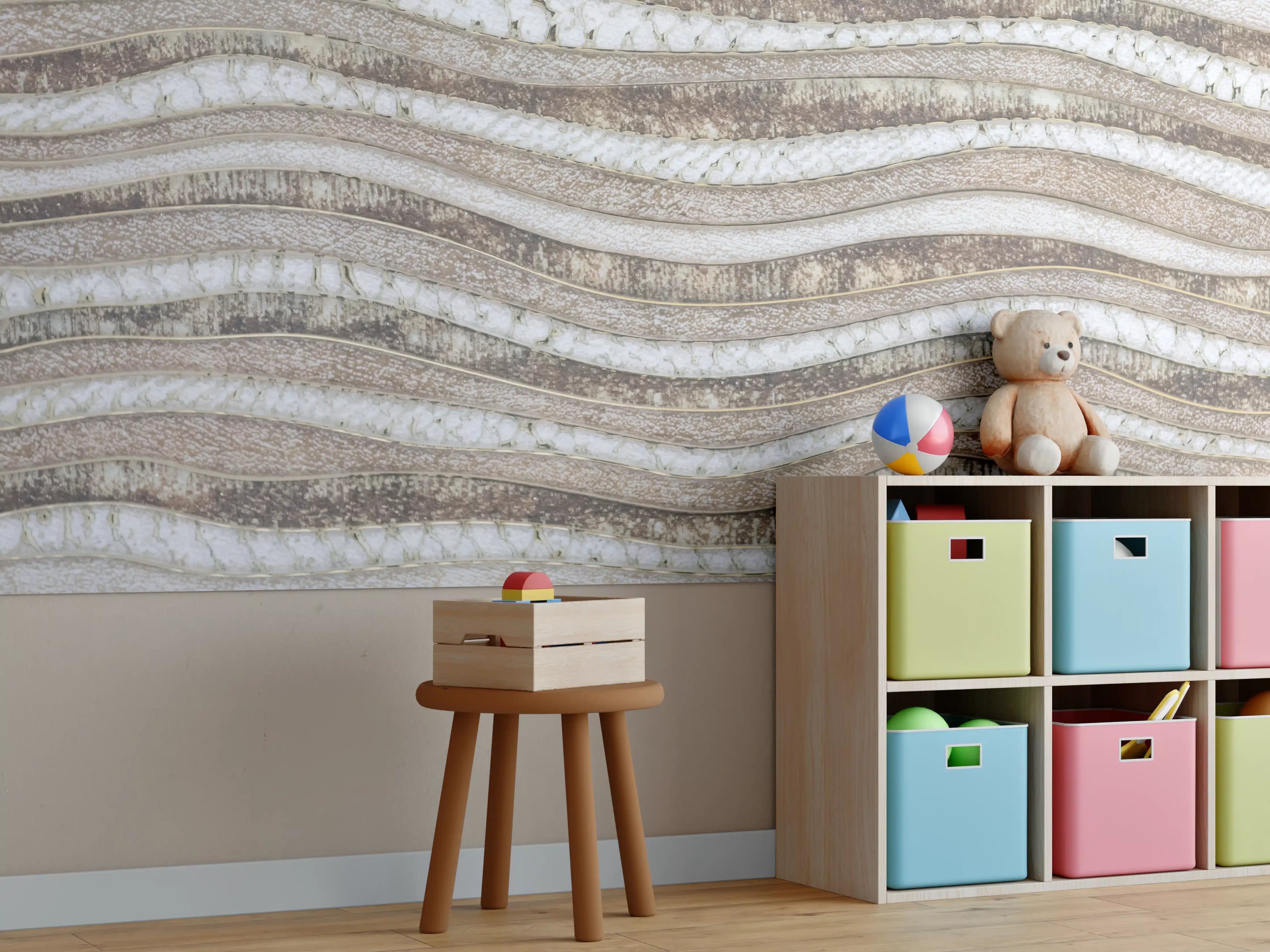 Kinderzimmer Wandgestaltung - Beige Sandstein mit Wellenstruktur