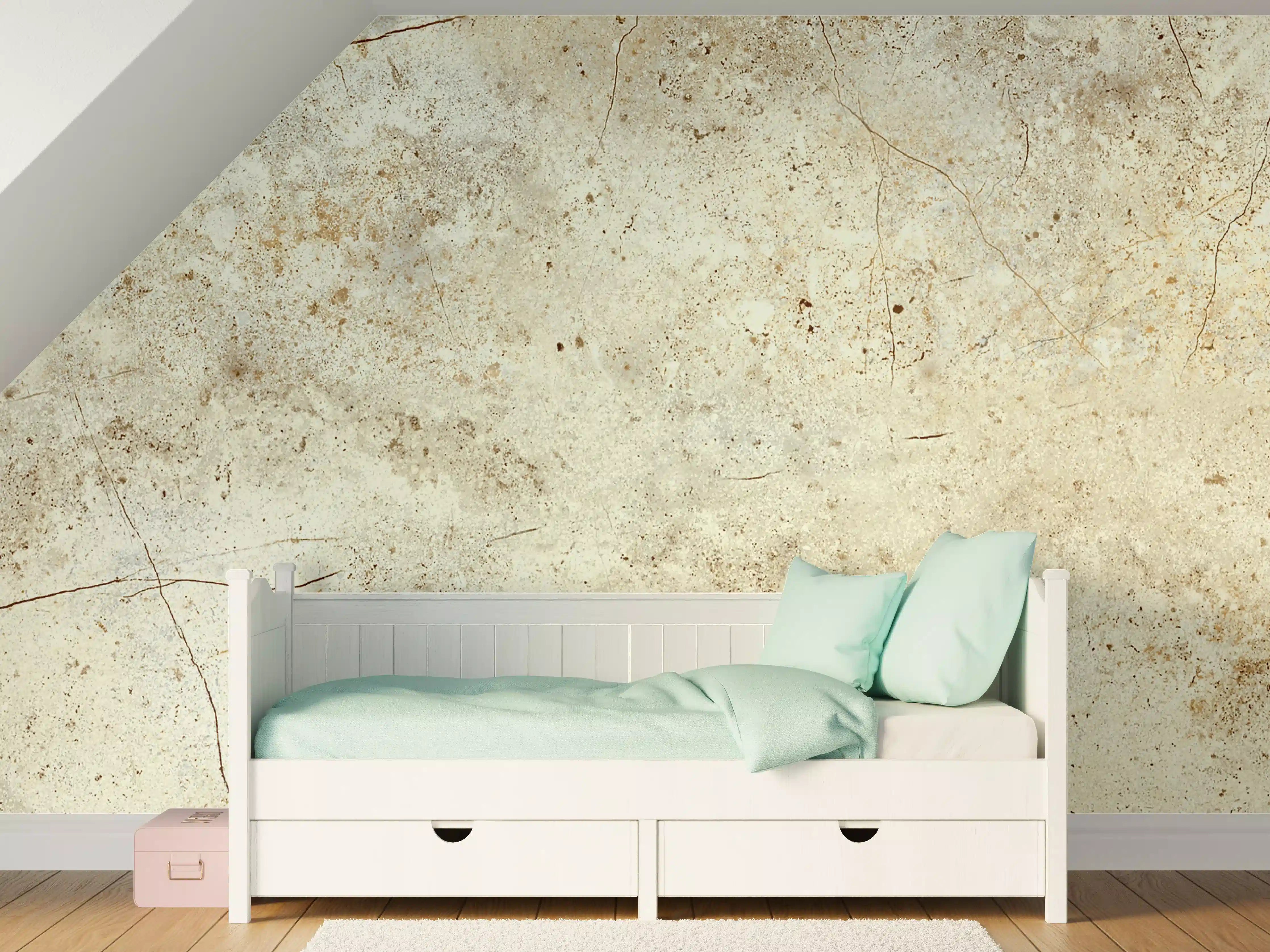 Kinderzimmer Wandgestaltung - Beige Steinoberfläche mit feinen Rissen