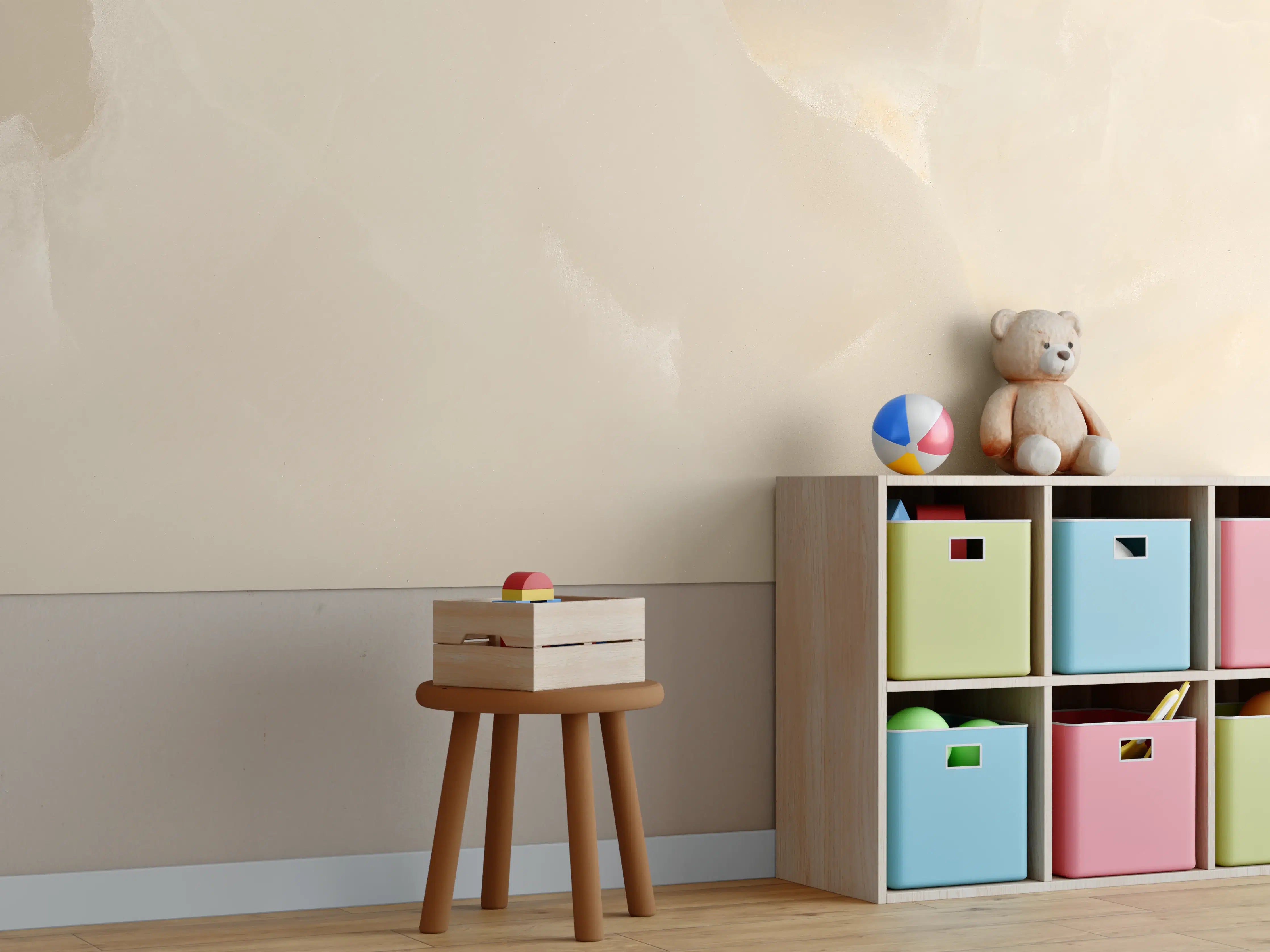 Kinderzimmer Wandgestaltung - Beige Steinstruktur mit feinen Farbnuancen