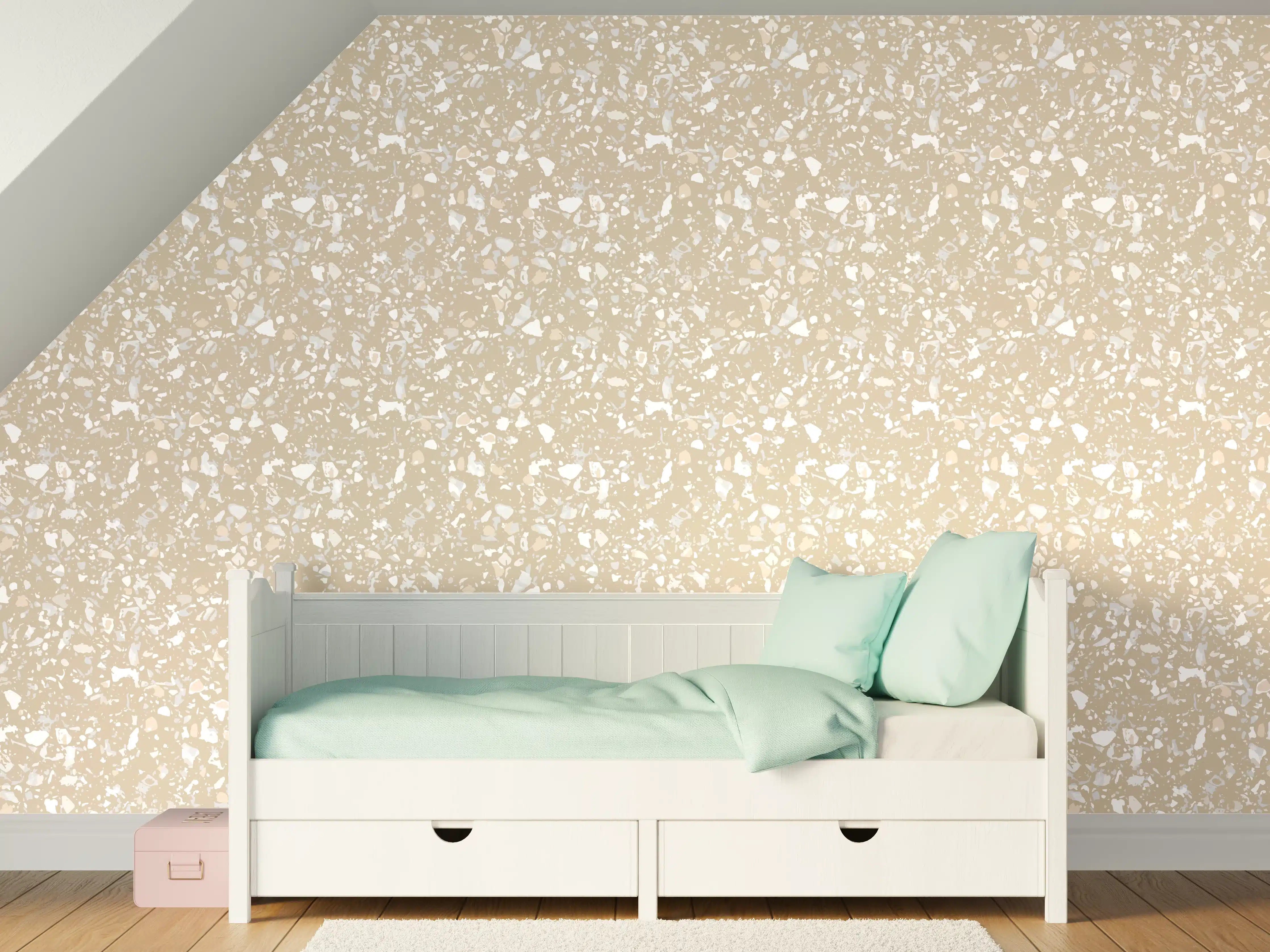 Kinderzimmer Wandgestaltung - Beige Struktur mit feinem Muster