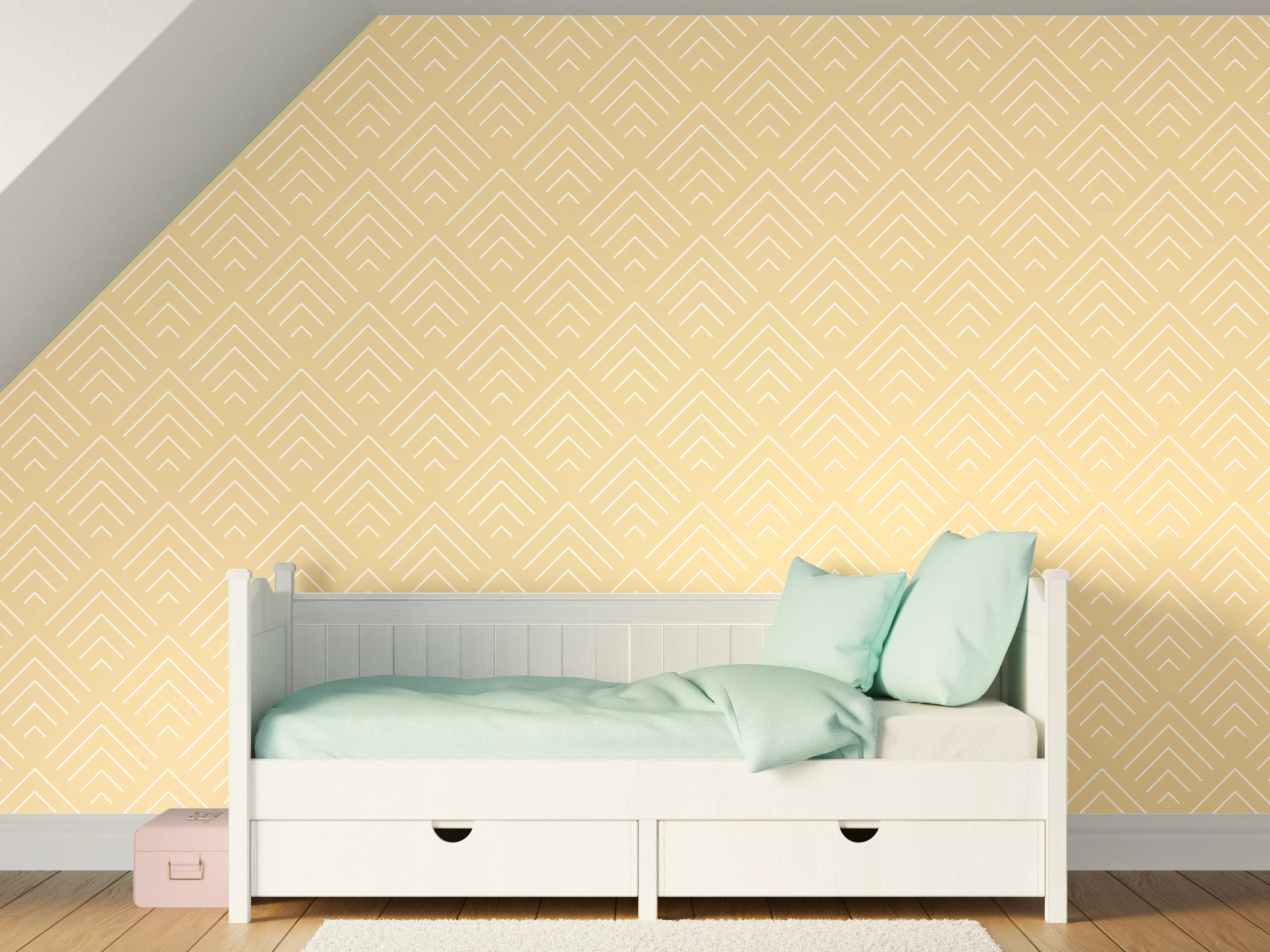 Kinderzimmer Wandgestaltung - Beige Tapete mit dezentem Muster