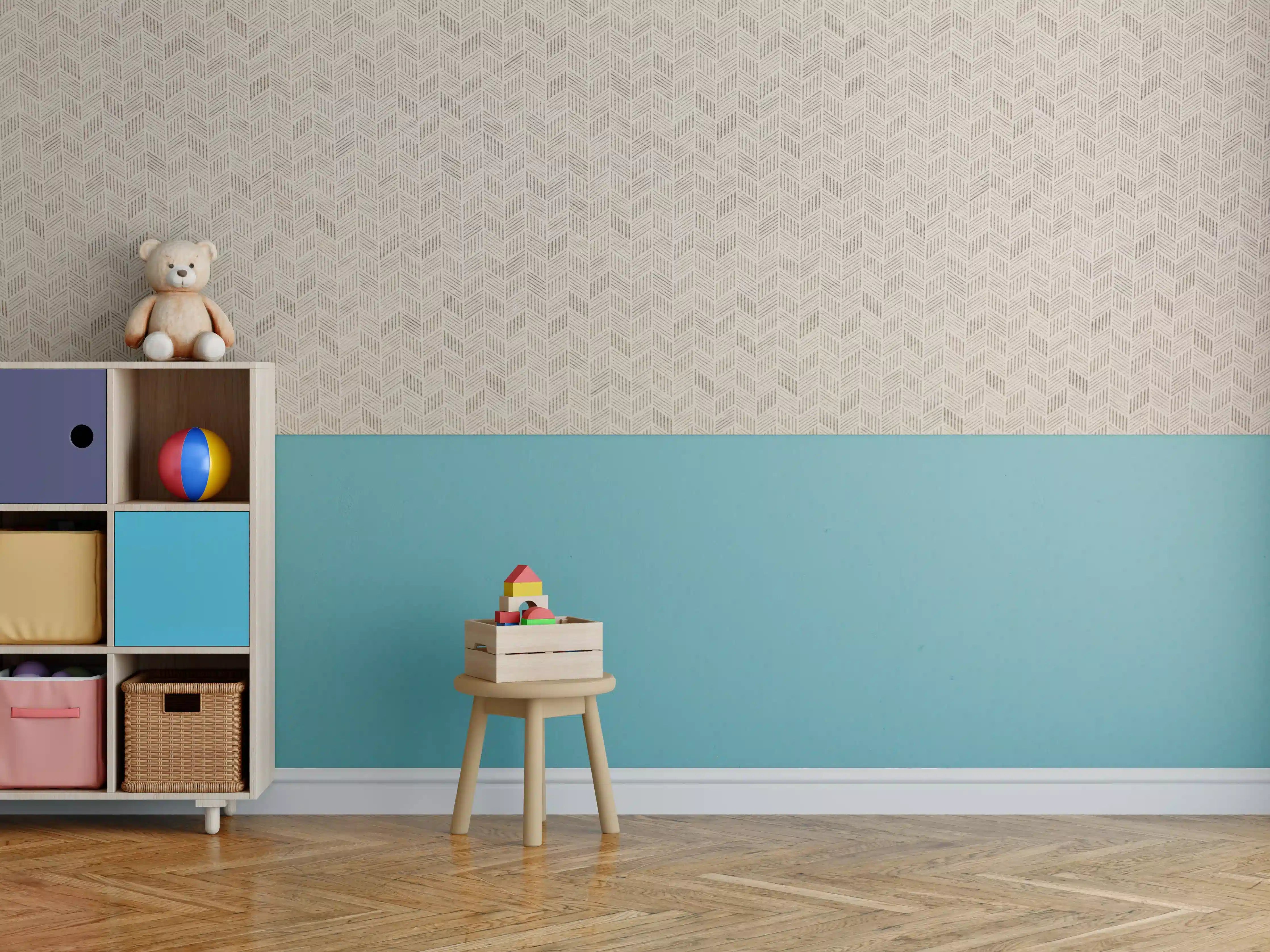 Kinderzimmer Wandgestaltung - Beige Tapetentextur mit geometrischem Muster