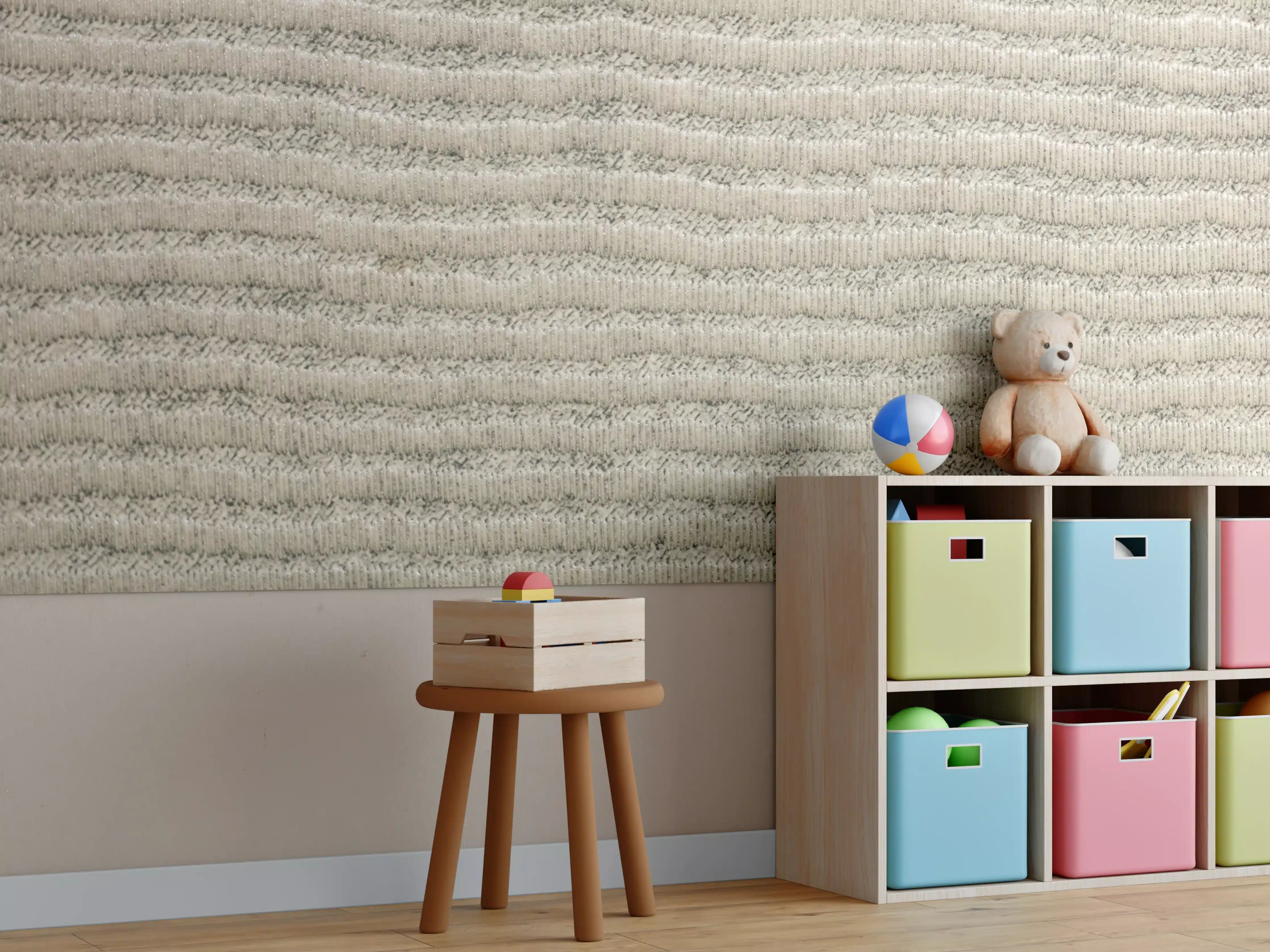 Kinderzimmer Wandgestaltung - Beige Textur mit feinen Linien