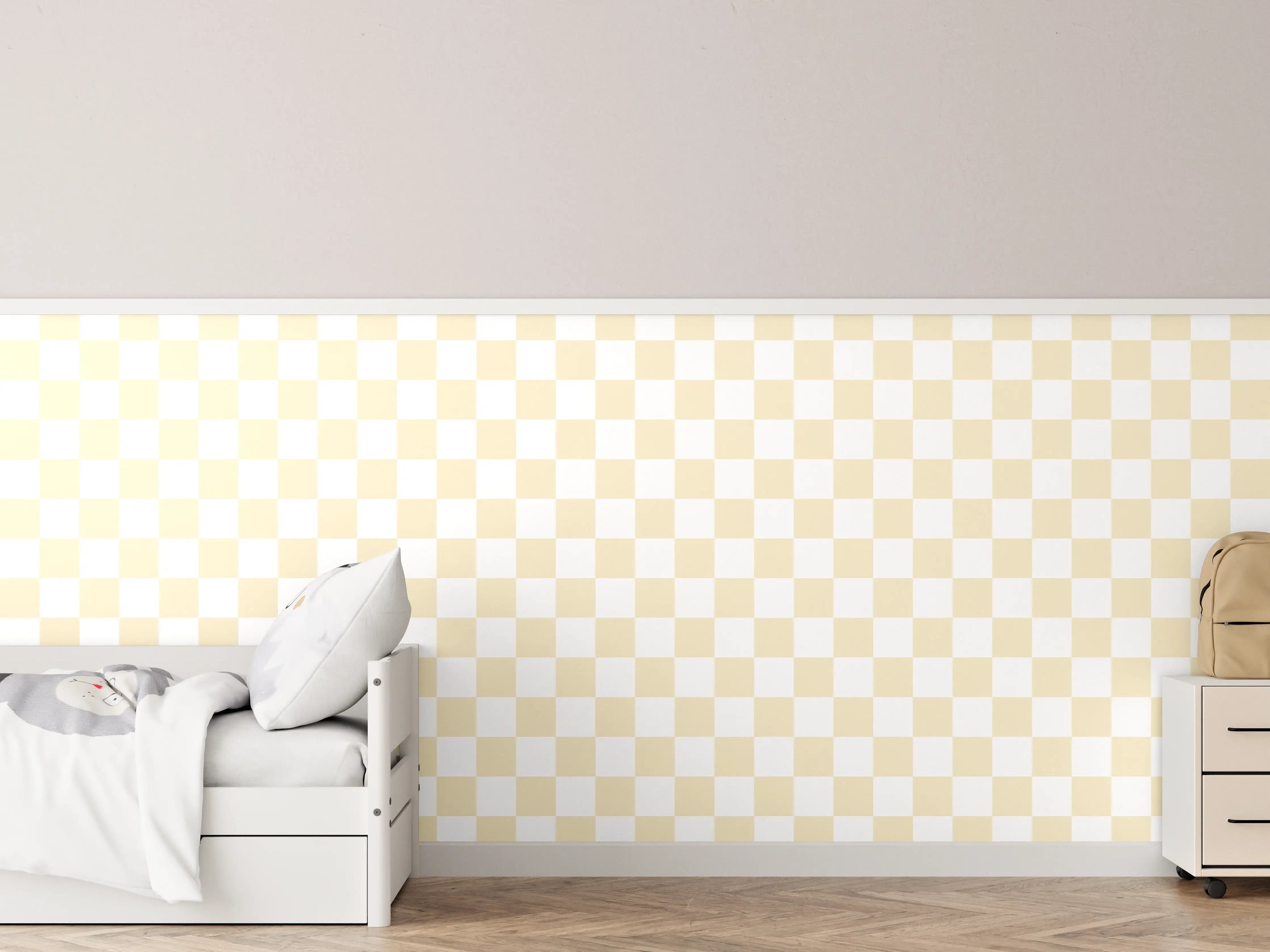 Kinderzimmer Wandgestaltung - Beige-Weiße Retro-Fliese