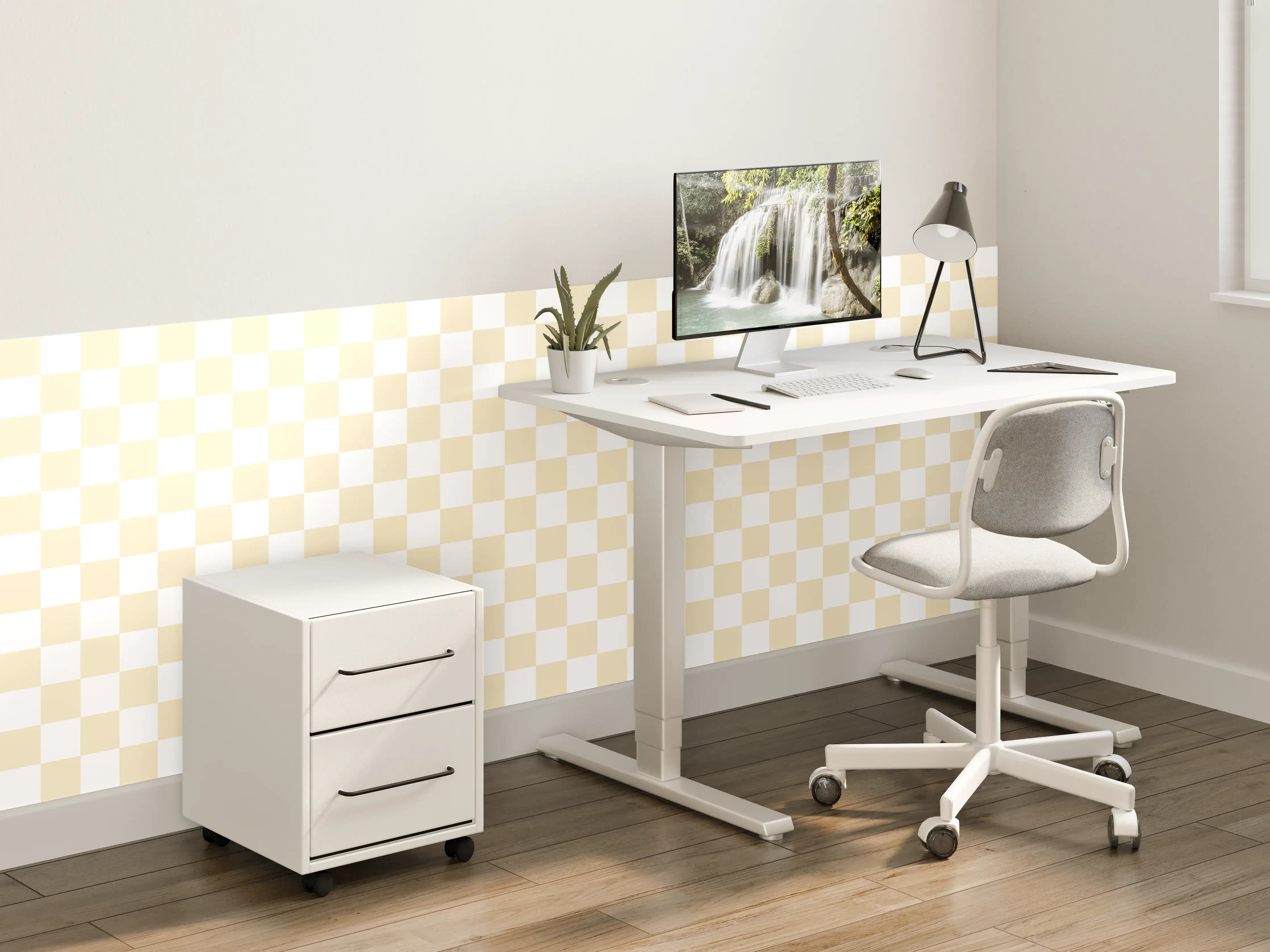 Kinderzimmer Wandgestaltung - Beige-Weiße Retro-Fliese