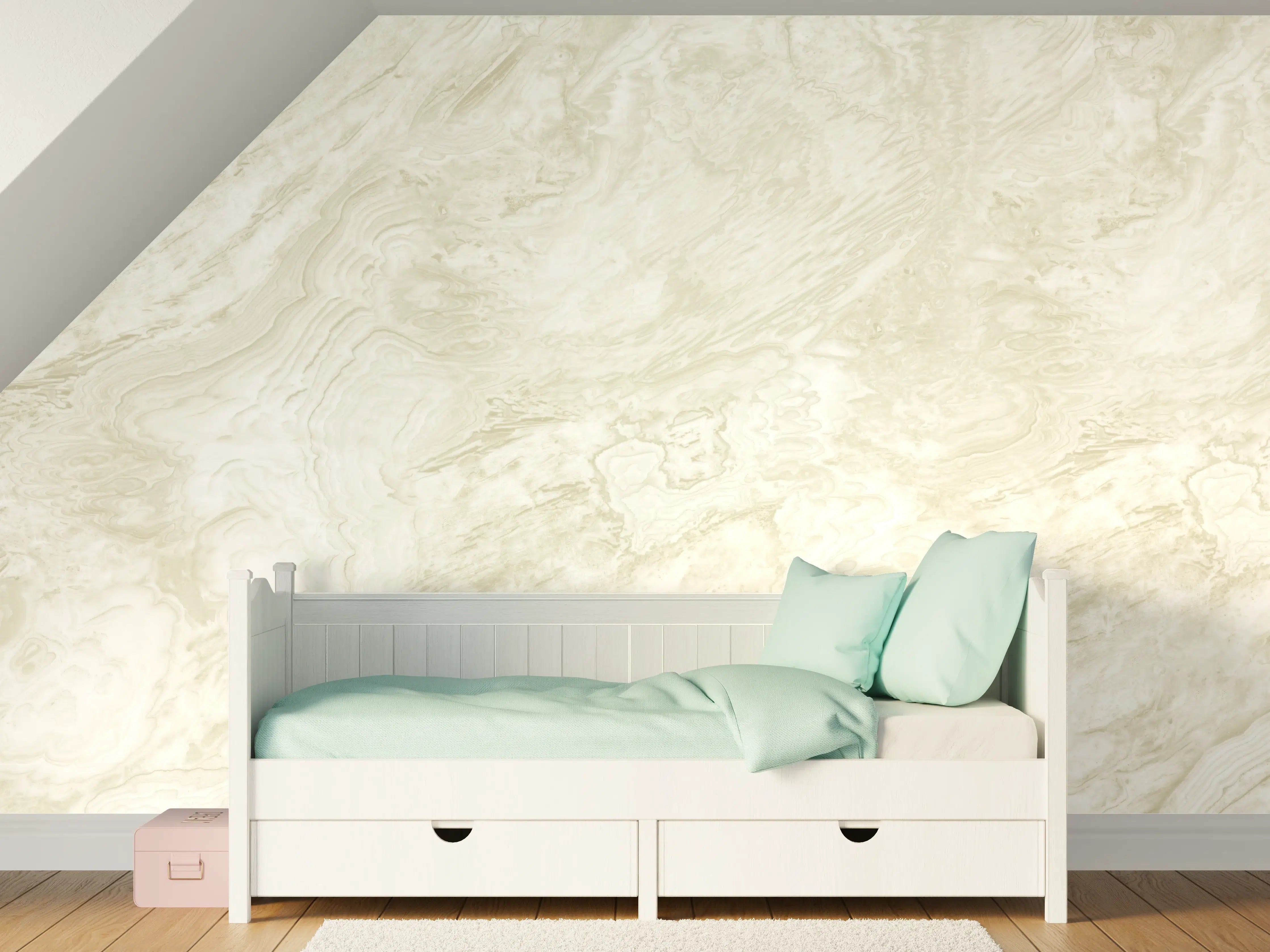 Kinderzimmer Wandgestaltung - Beige-Weißer Marmor