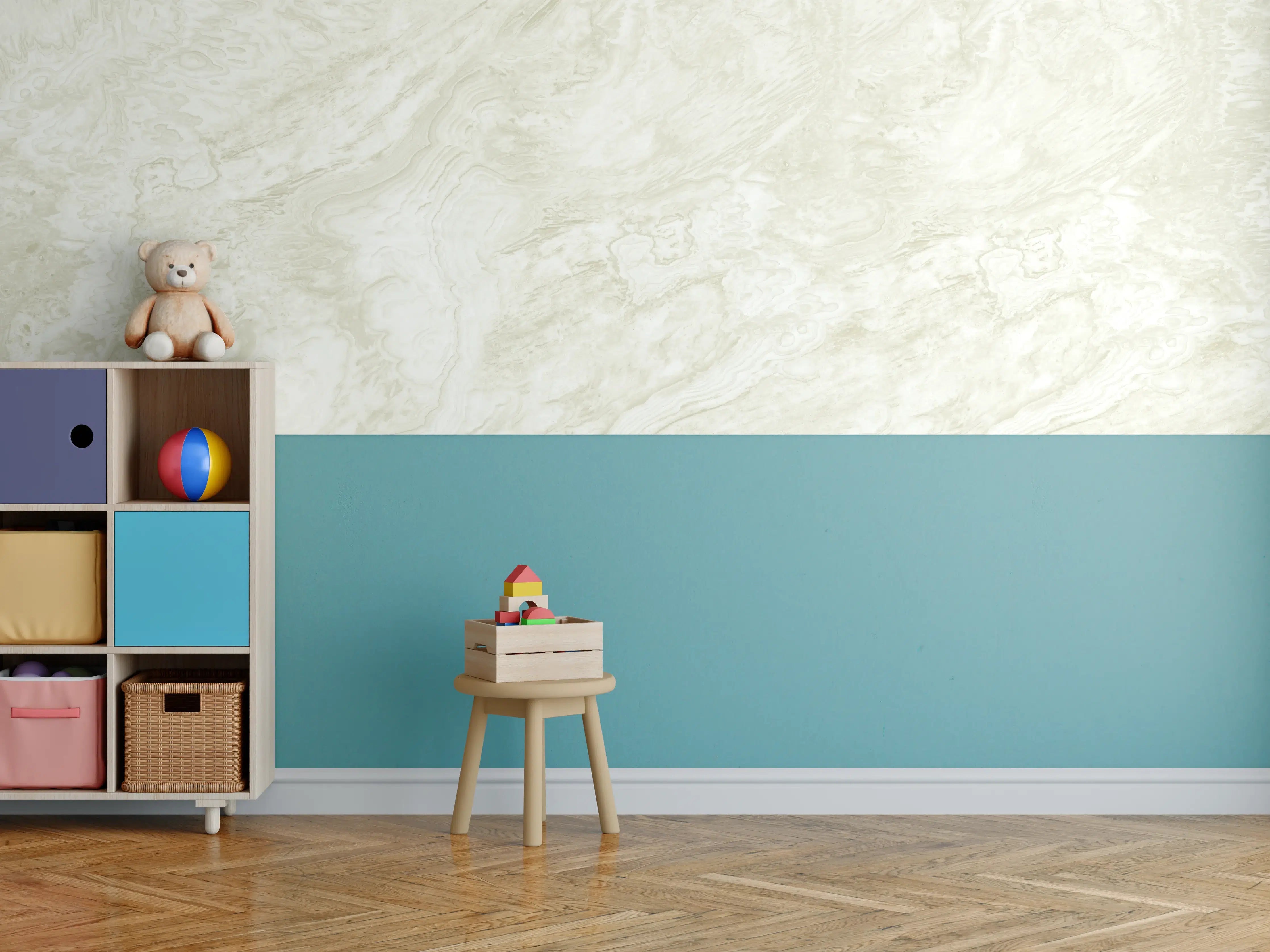 Kinderzimmer Wandgestaltung - Beige-Weißer Marmor