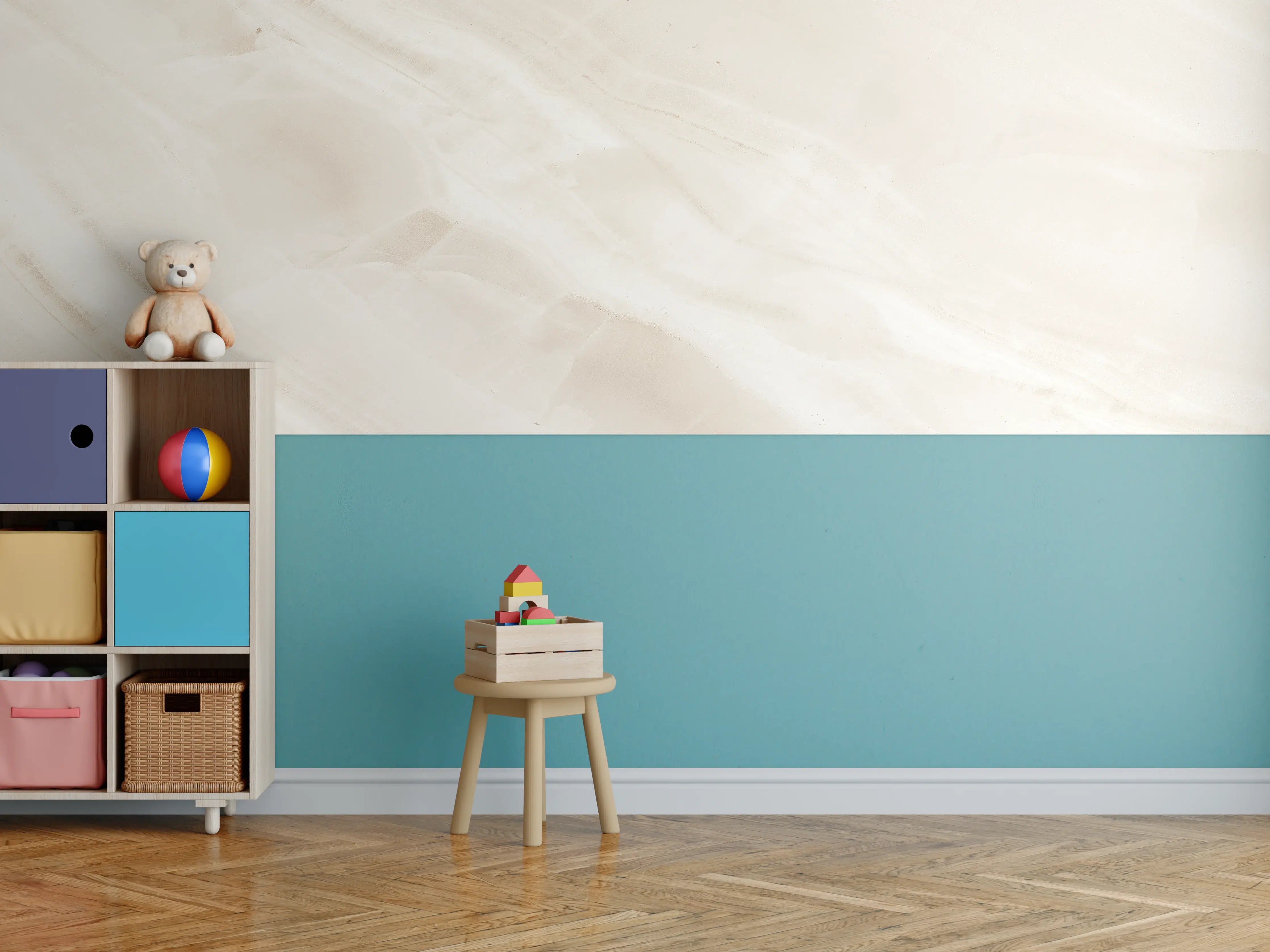 Kinderzimmer Wandgestaltung - Beige natürliche Marmortextur