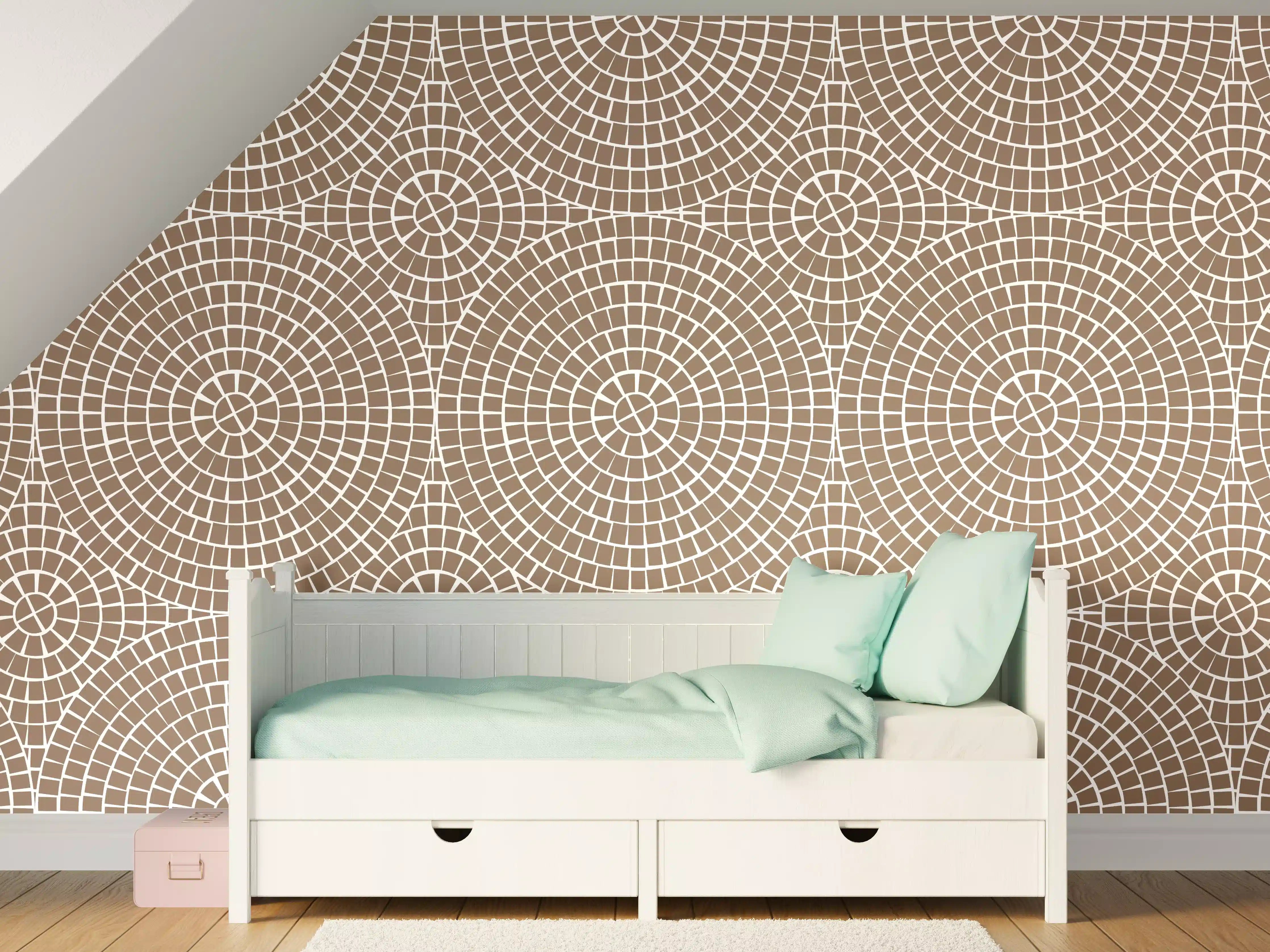 Kinderzimmer Wandgestaltung - Beige-weiße Mosaik-Fliese