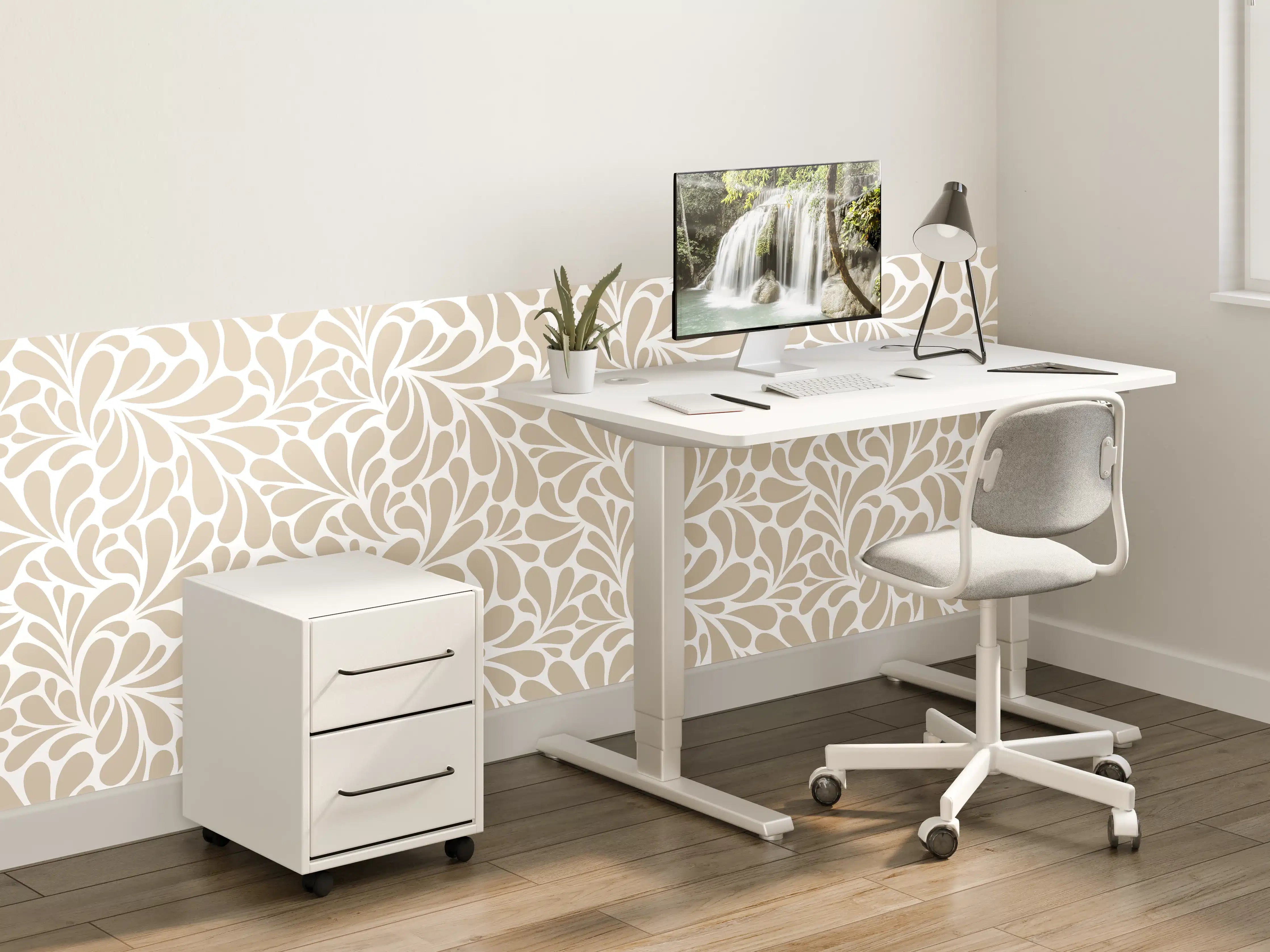 Kinderzimmer Wandgestaltung - Beige-weiße florale Tapete