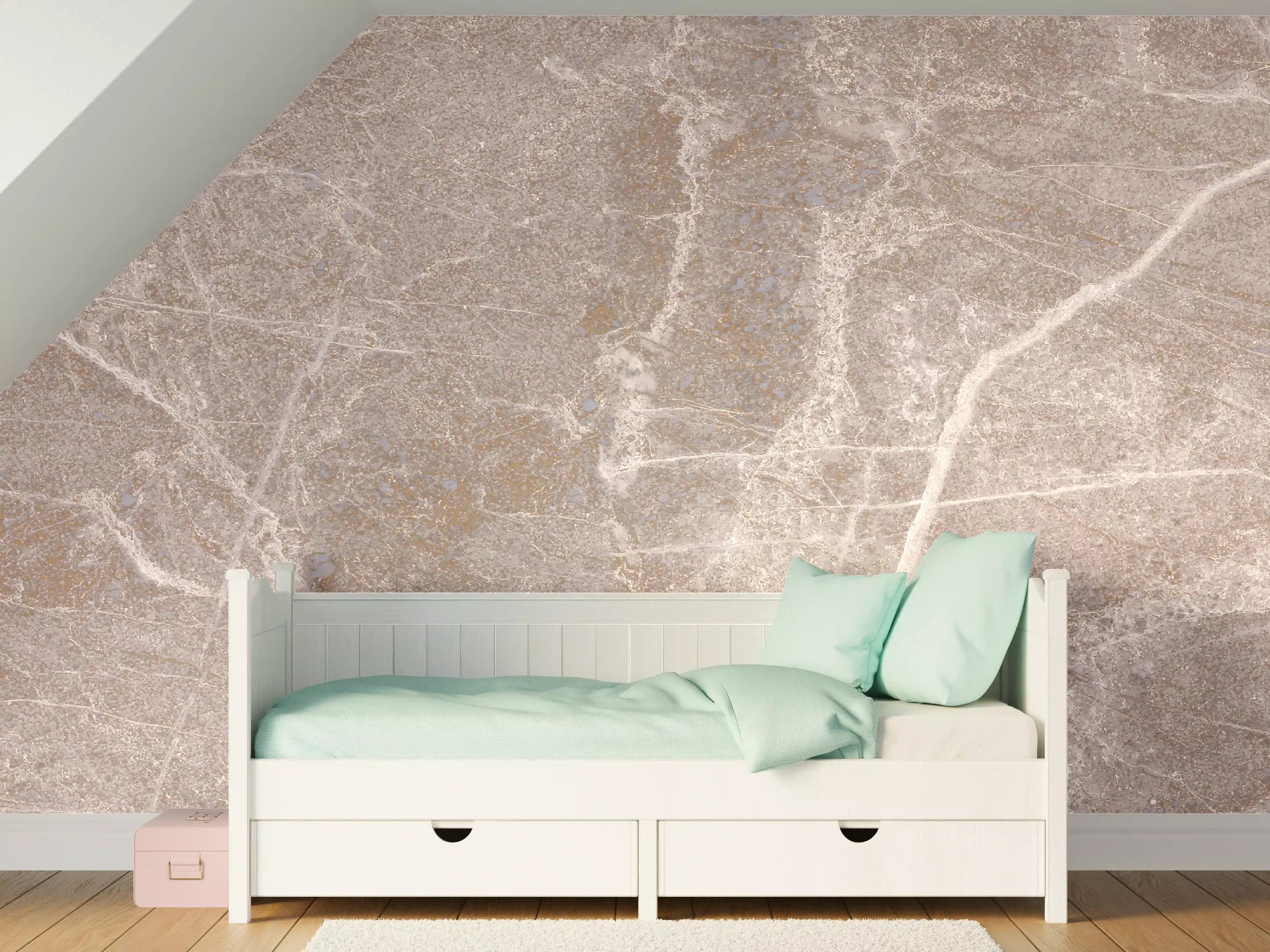 Kinderzimmer Wandgestaltung - Beigen-Braun-Ton mit natürlicher Marmor-Textur