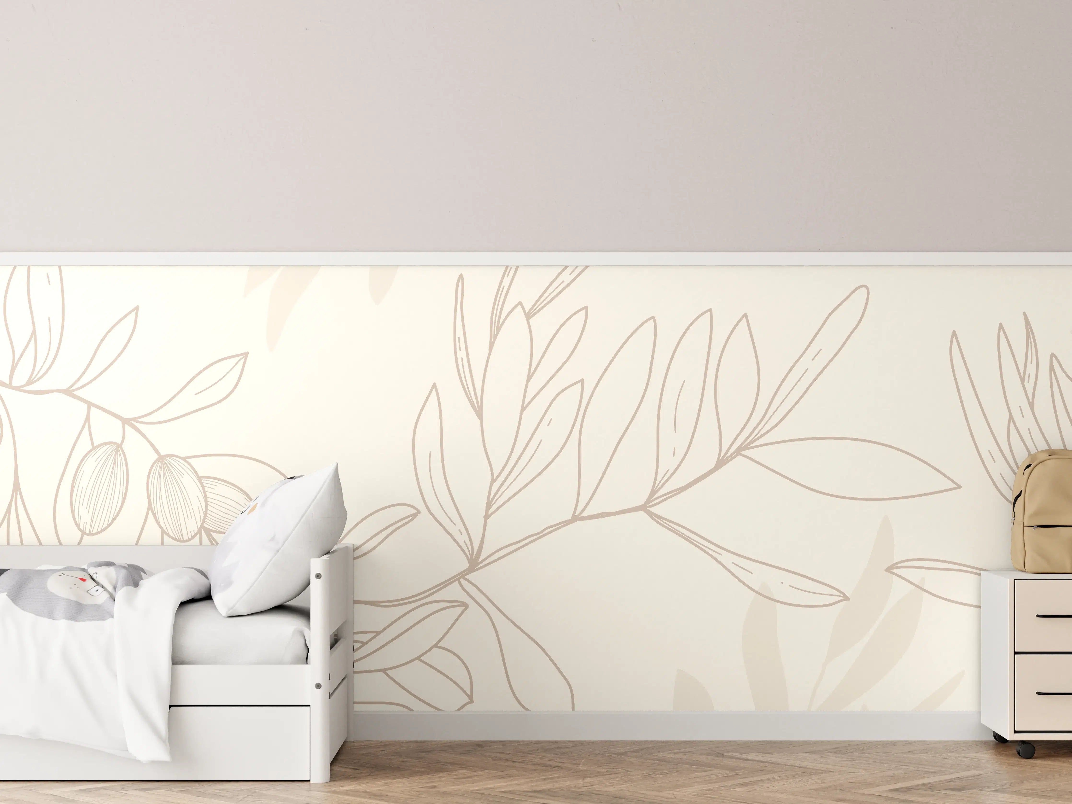 Kinderzimmer Wandgestaltung - Beiger Olivenzweig