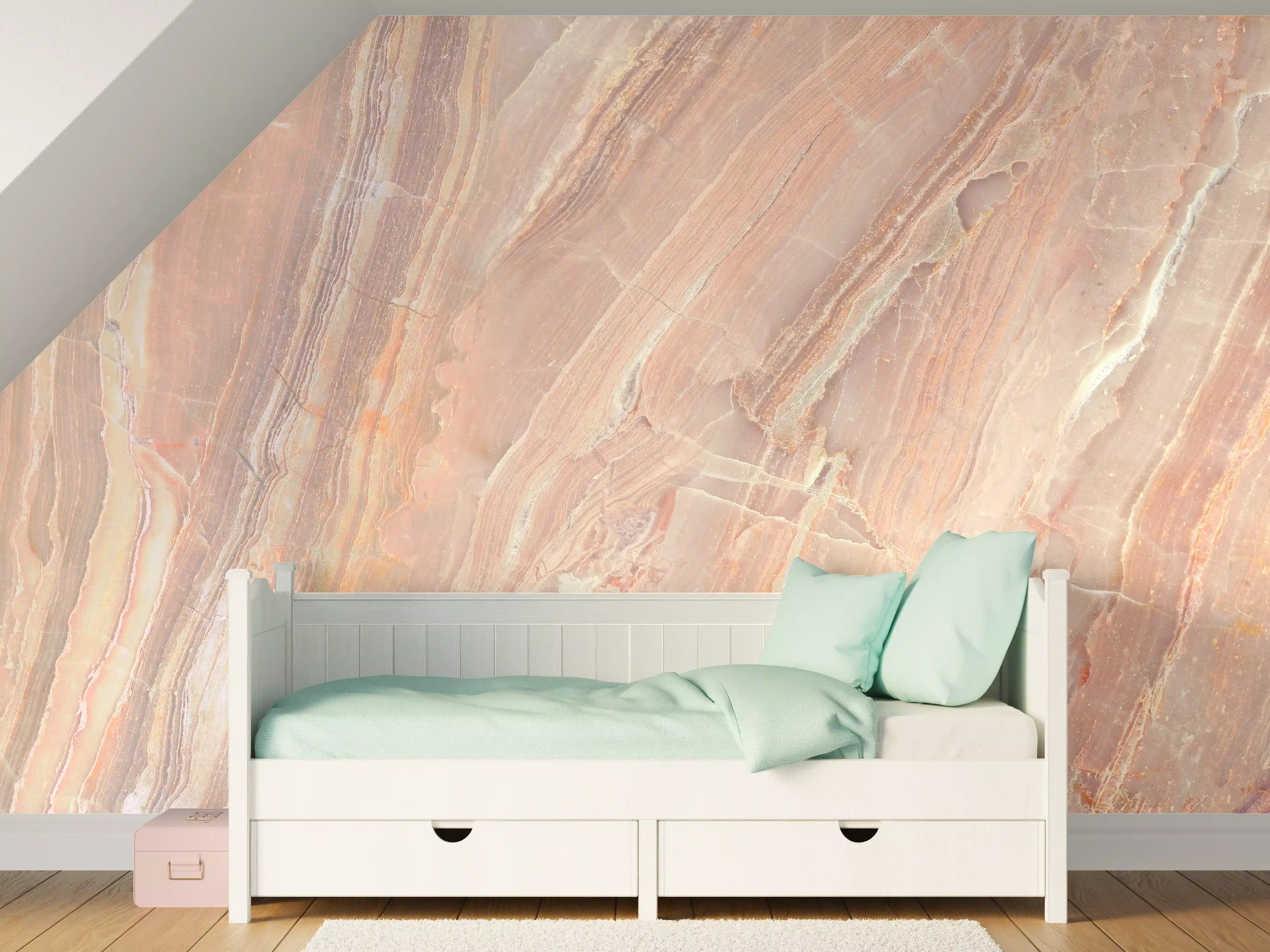 Kinderzimmer Wandgestaltung - Beiges Marmor Design - Nahaufnahme