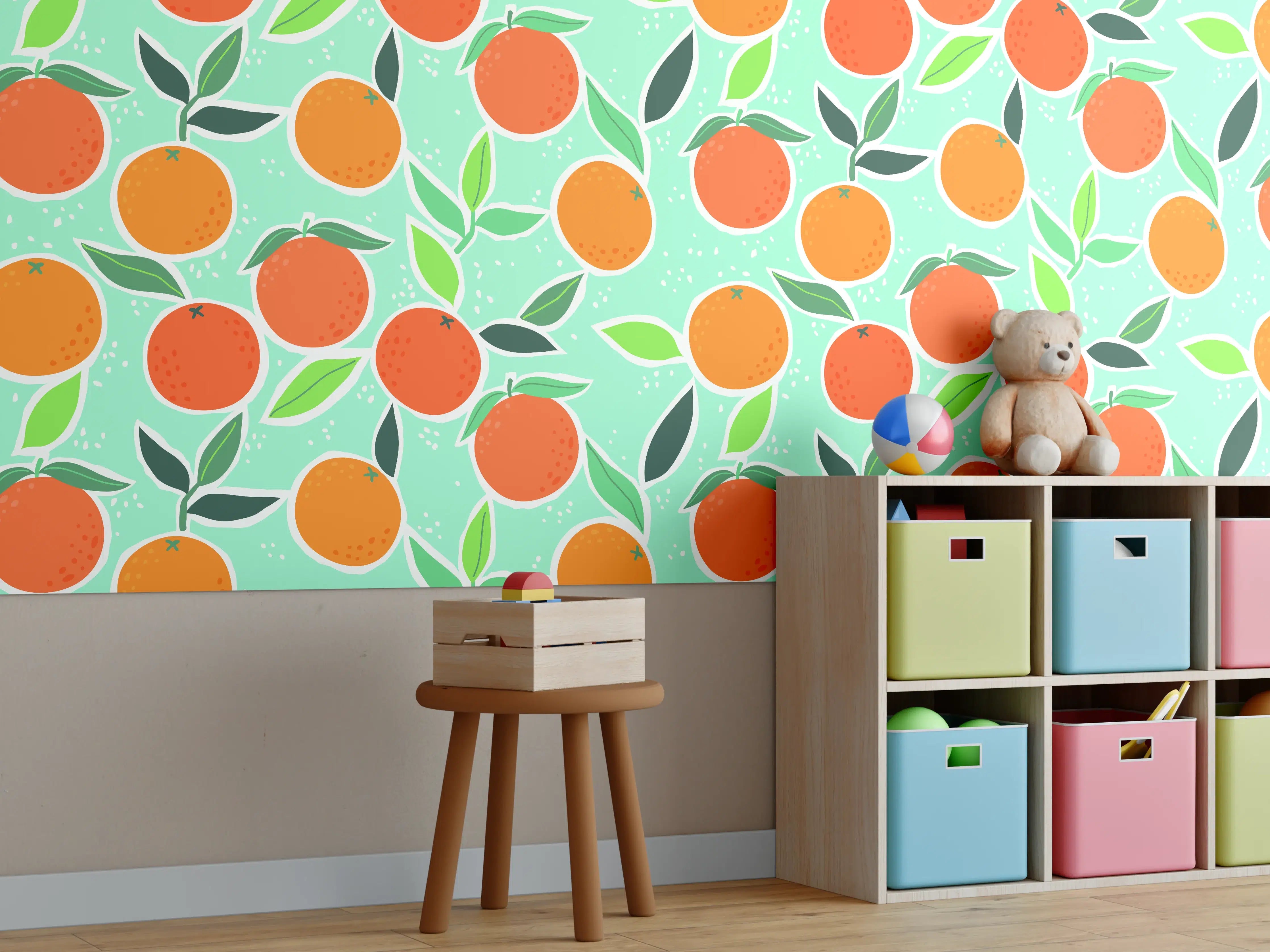 Kinderzimmer Wandgestaltung - Beispiel-Titel für Zitrusfrüchte-Motiv