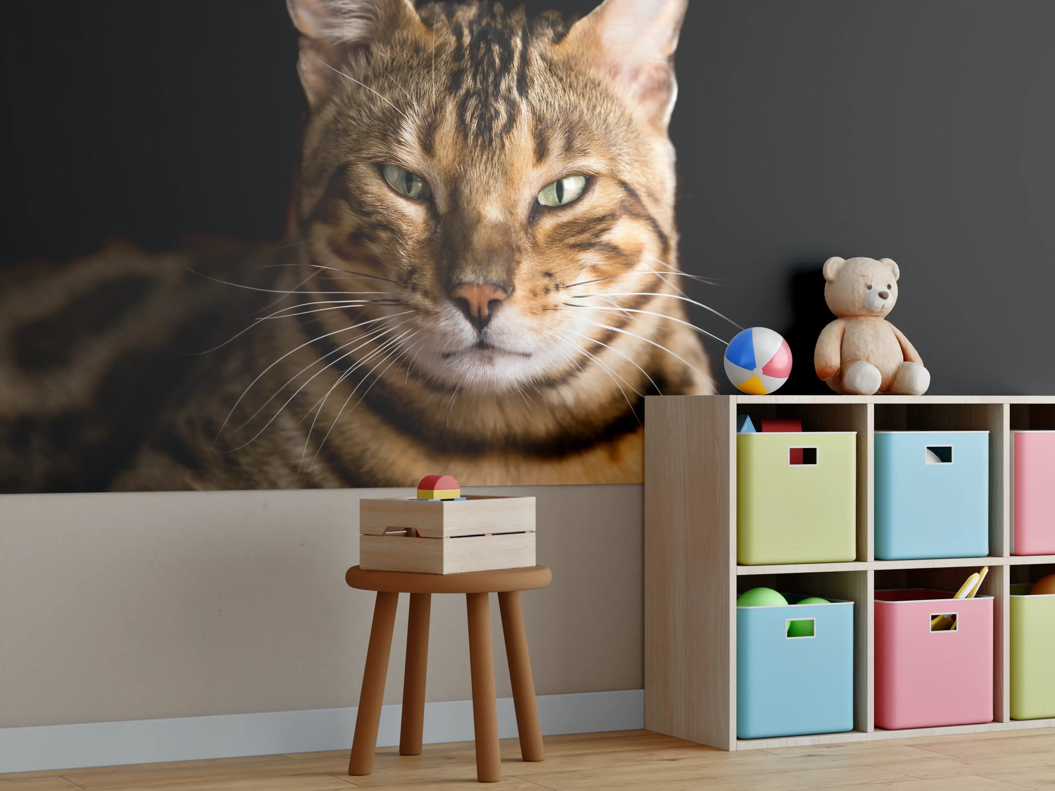 Kinderzimmer Wandgestaltung - Bengalkatze Portrait
