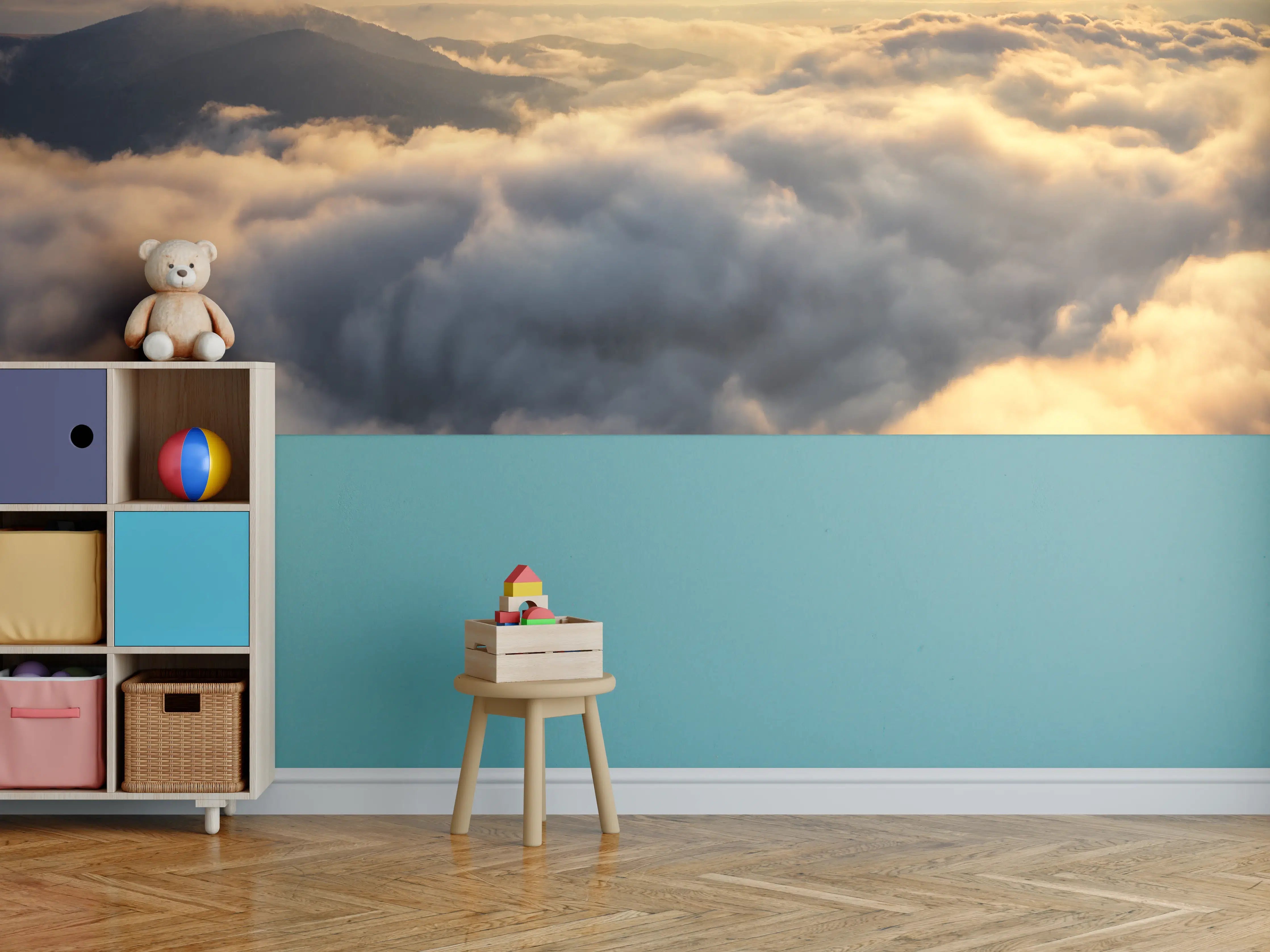 Kinderzimmer Wandgestaltung - Berge in Wolken bei Sonnenaufgang - Peru