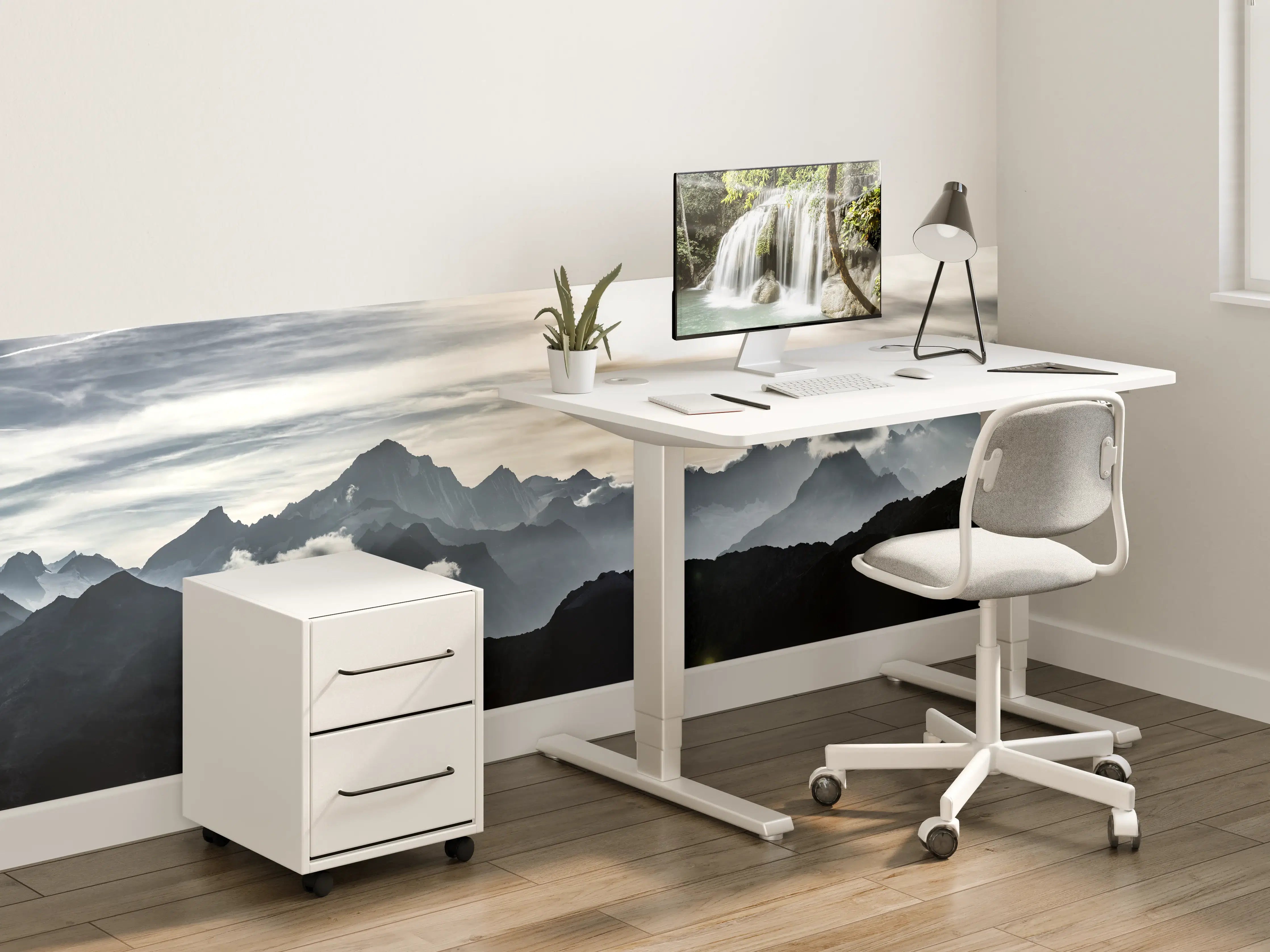 Kinderzimmer Wandgestaltung - Bergsilhouette bei Sonnenuntergang