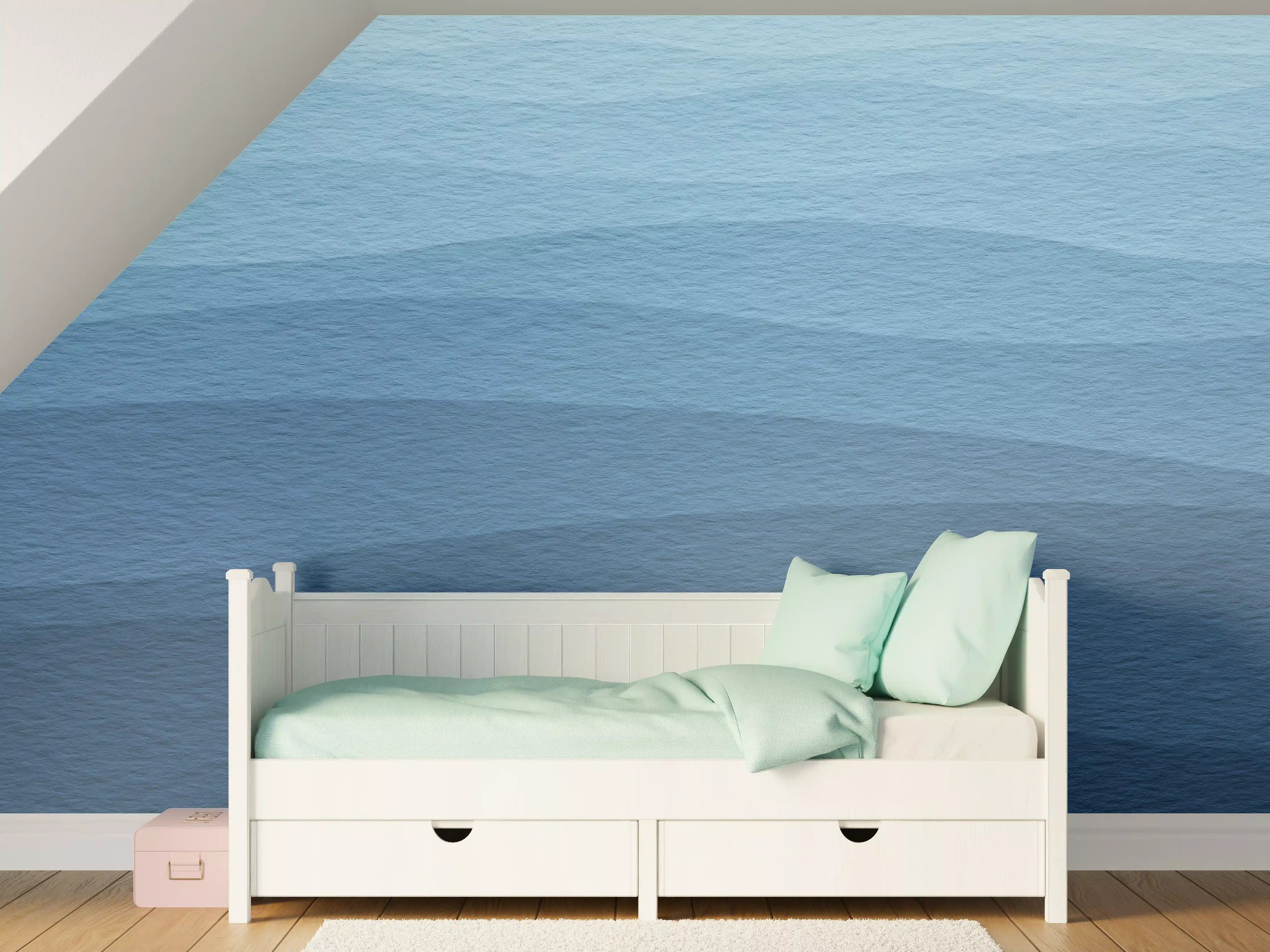 Kinderzimmer Wandgestaltung - Beruhigende Blau-Gradient-Wellen-Textur