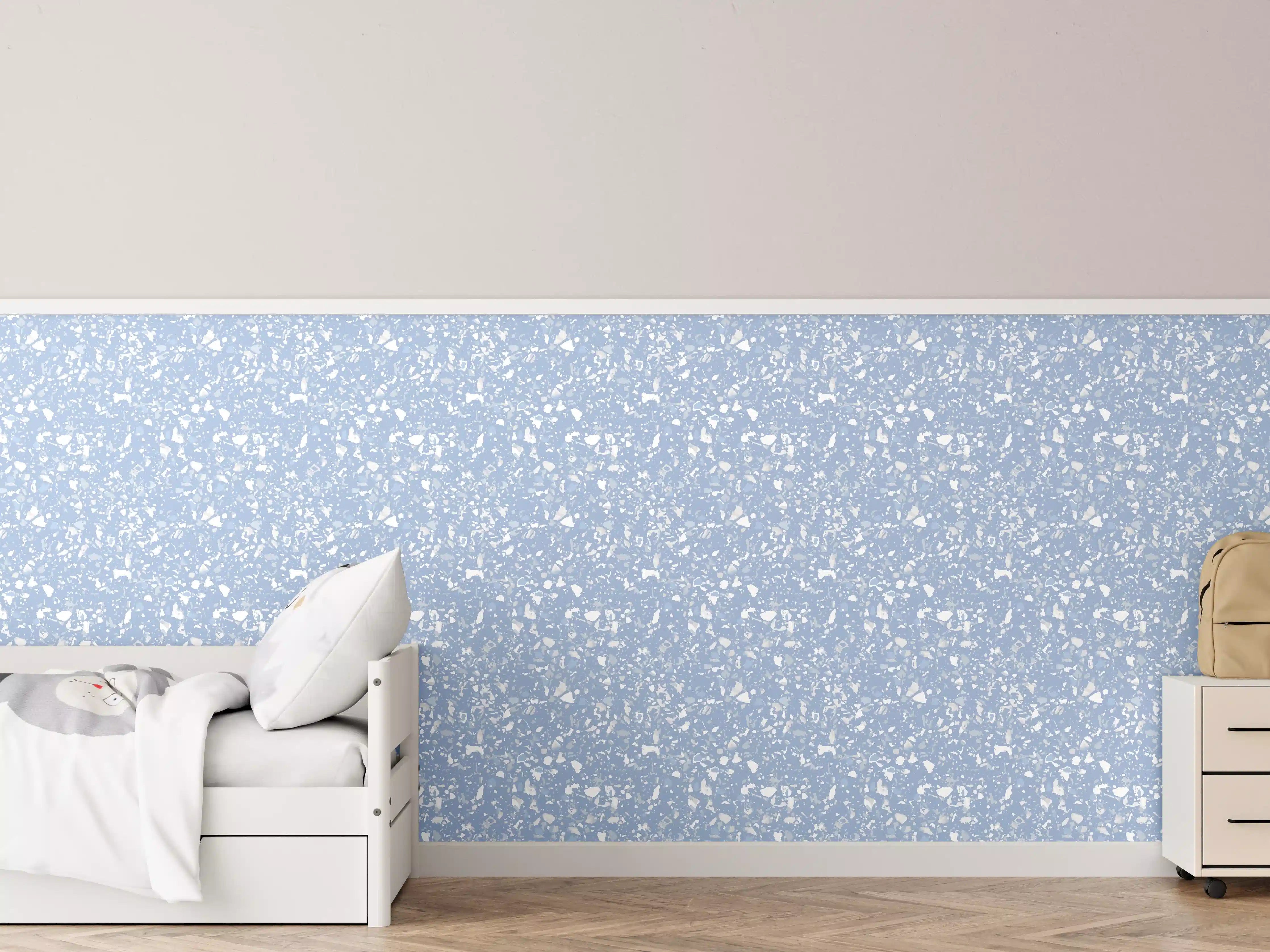 Kinderzimmer Wandgestaltung - Beruhigende blaue Terrazzo-Optik
