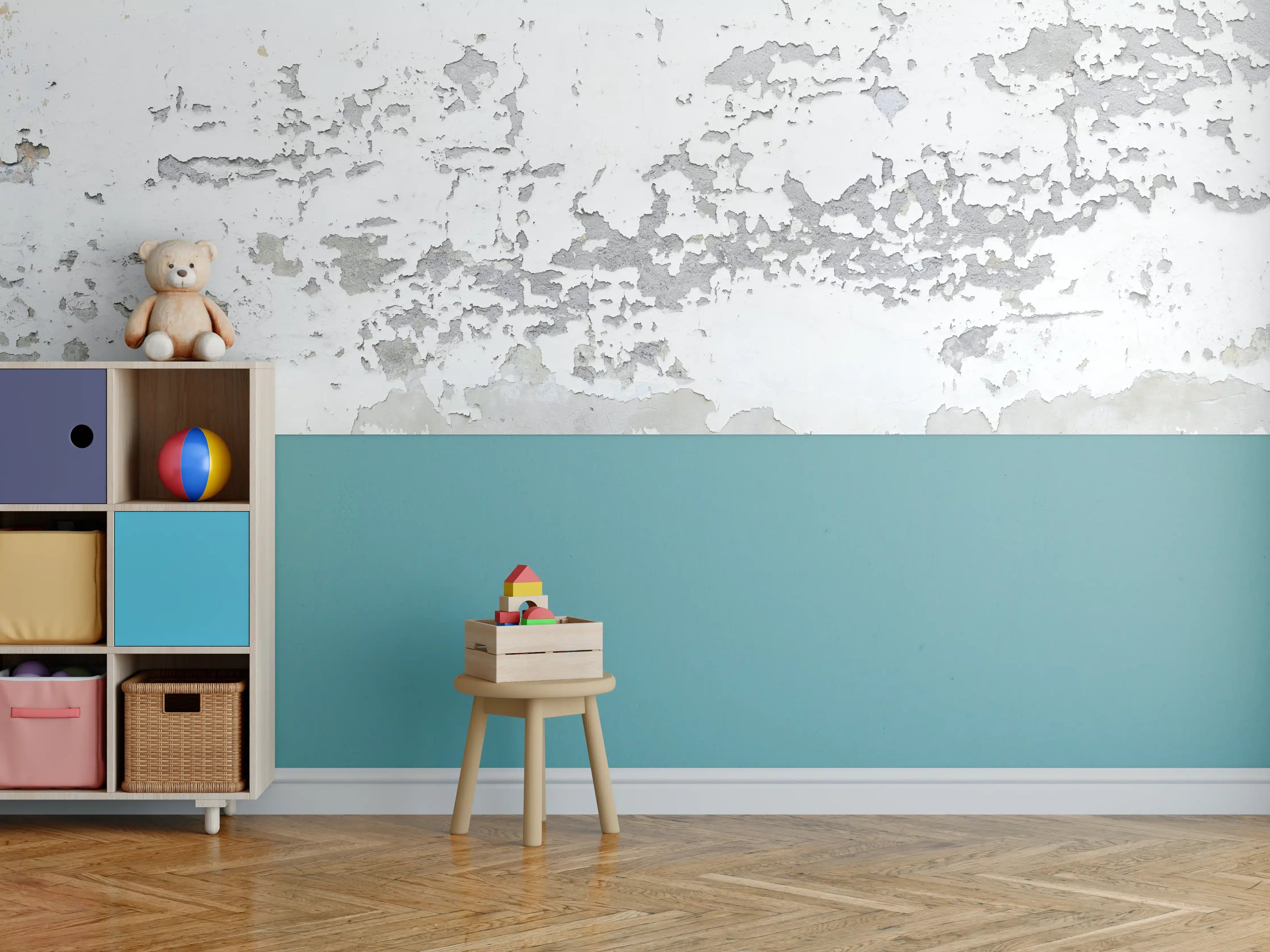 Kinderzimmer Wandgestaltung - Beschädigte Wandstruktur