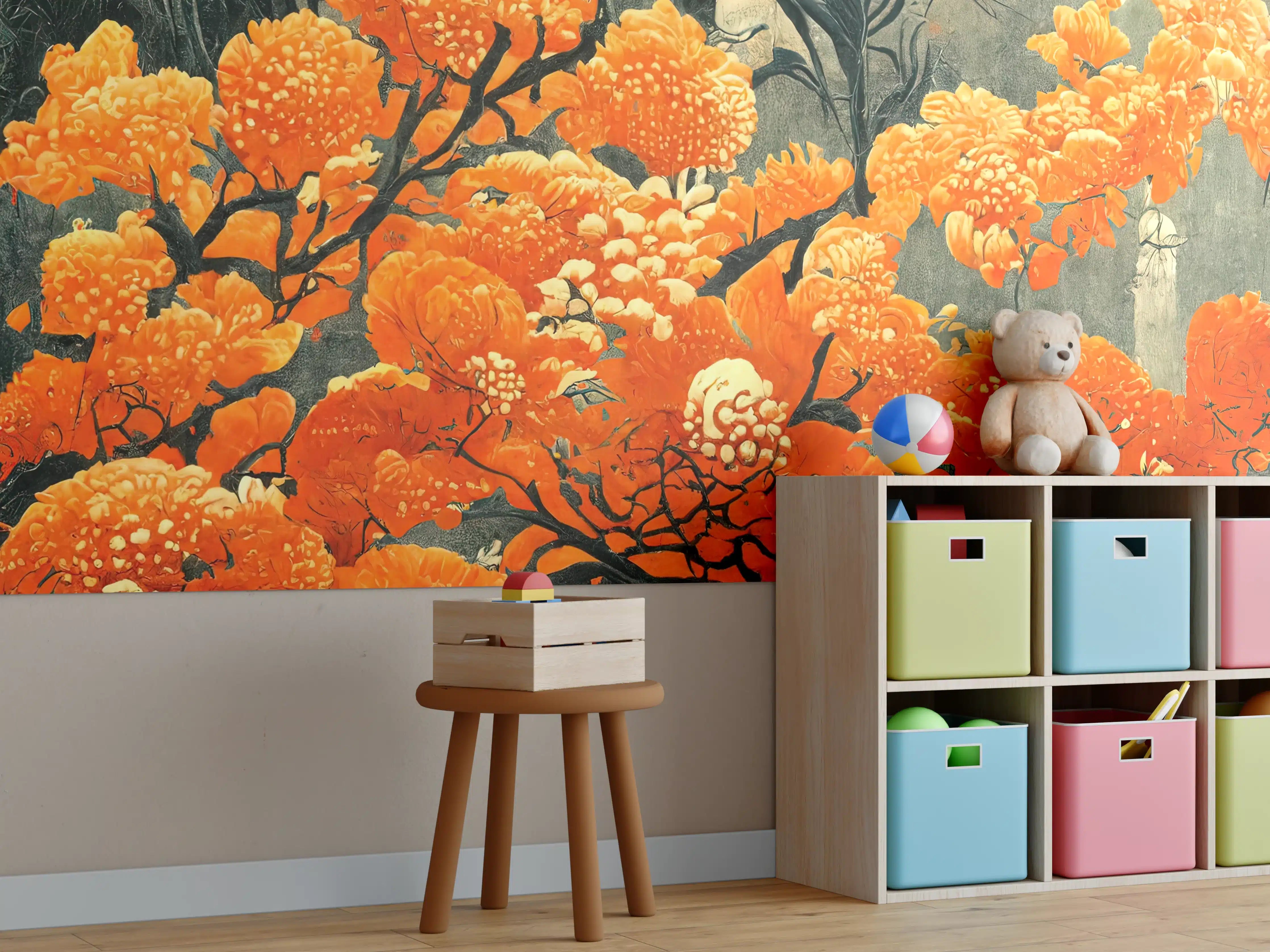 Kinderzimmer Wandgestaltung - Bezaubernder Orange-Hyazinthenstrauch