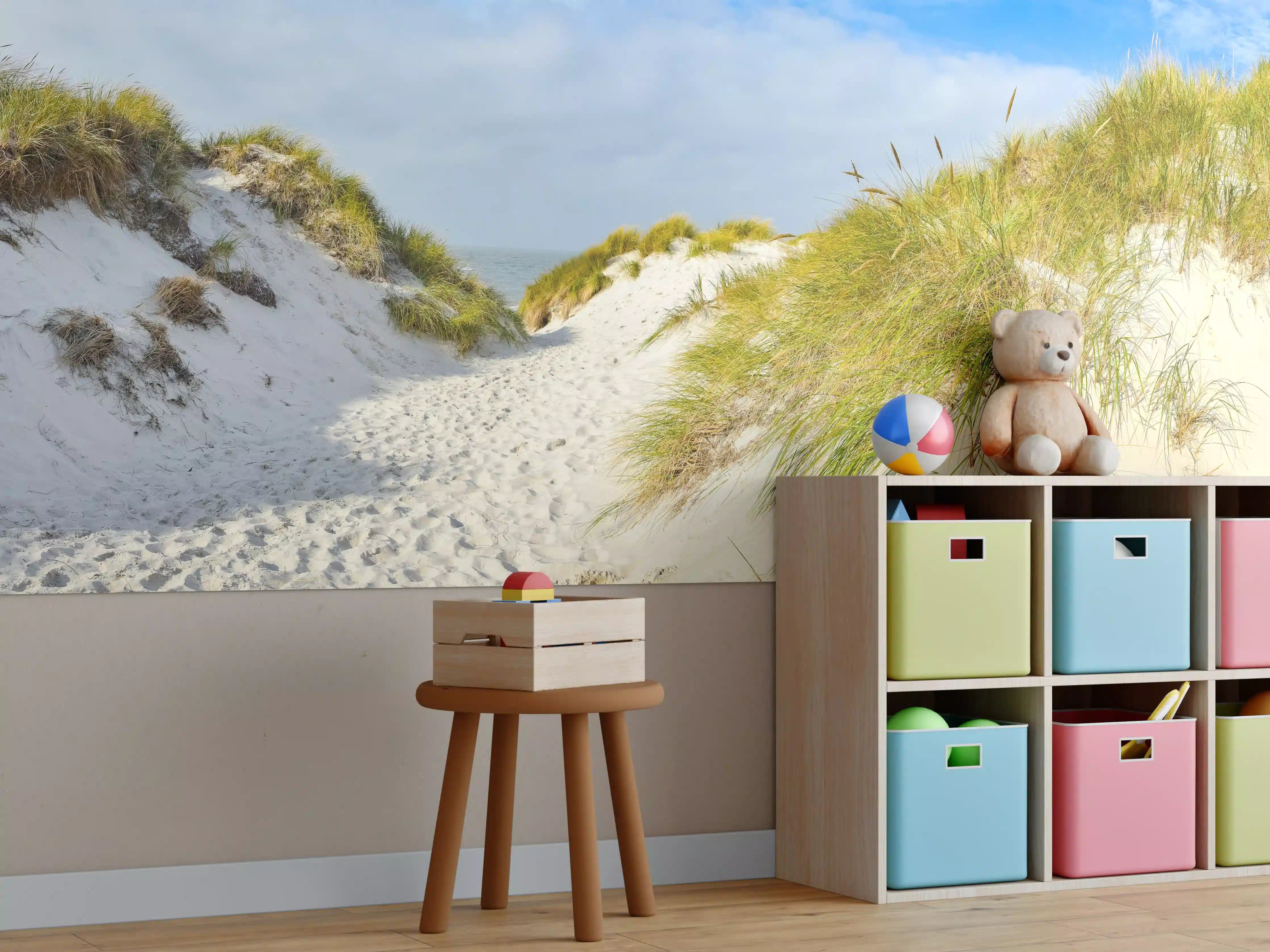 Kinderzimmer Wandgestaltung - Bilderbuch-Strandlandschaft mit Dünen