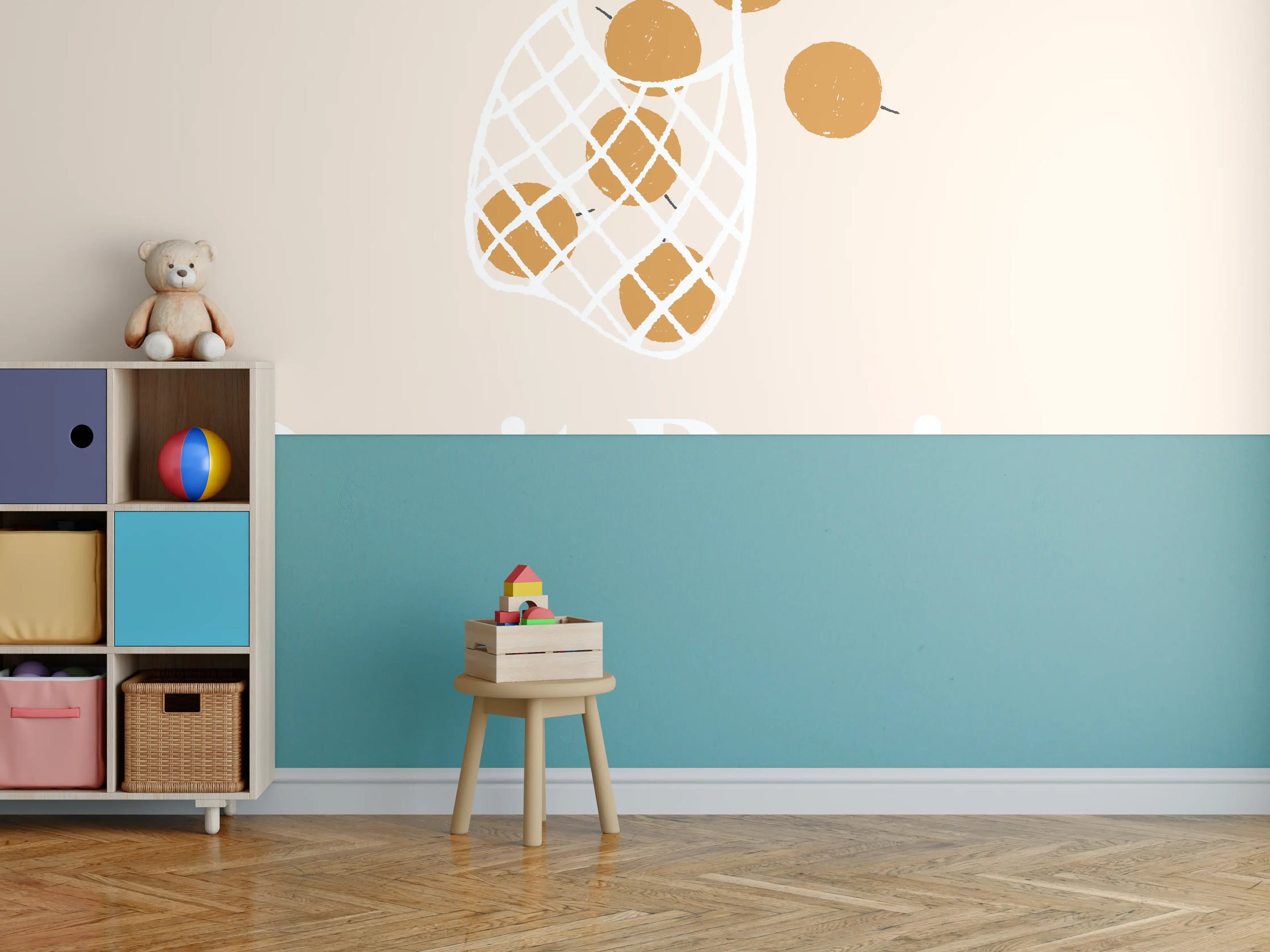 Kinderzimmer Wandgestaltung - Bio-Früchte Beige-Weiß Design