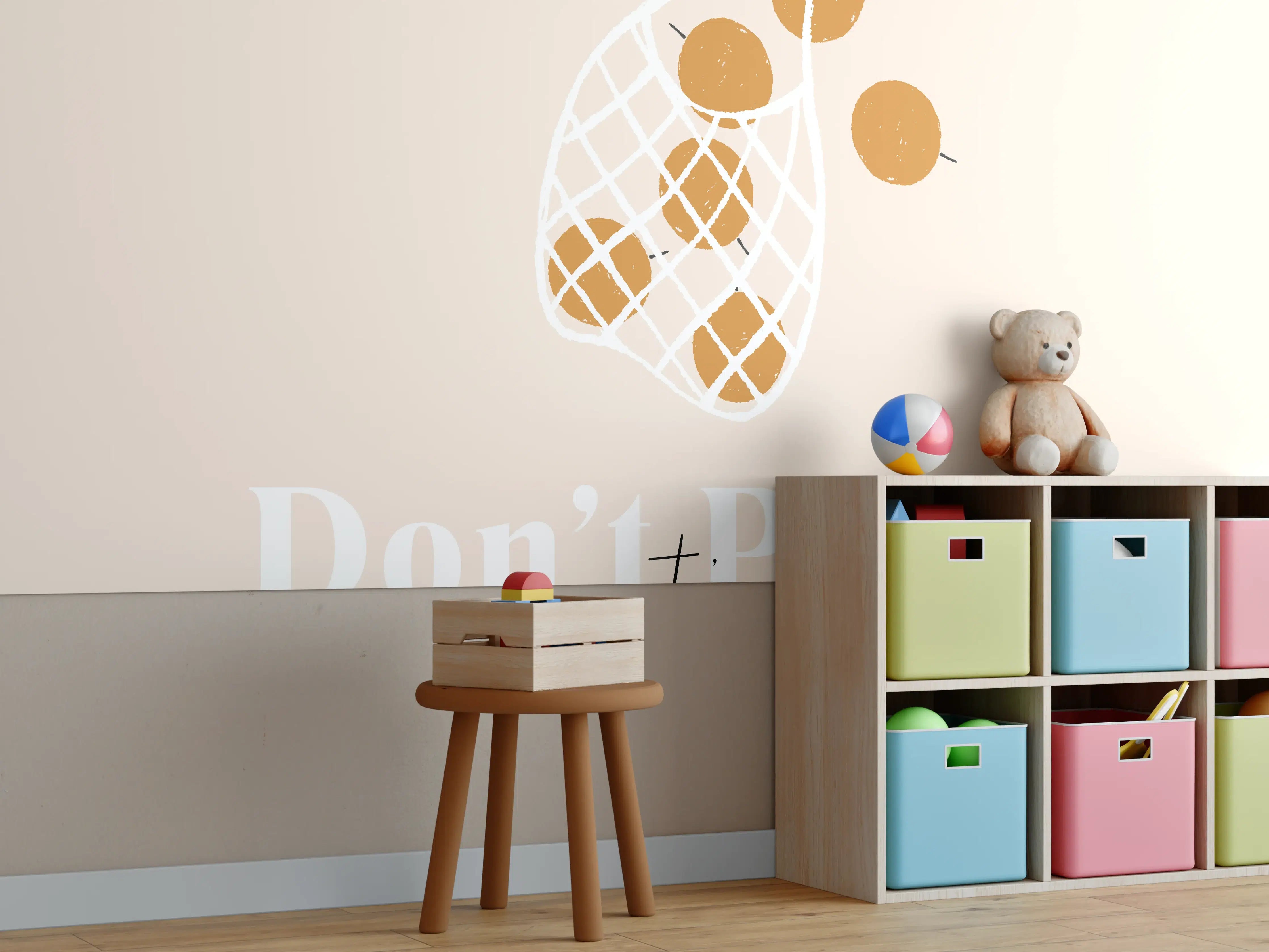 Kinderzimmer Wandgestaltung - Bio-Früchte Beige-Weiß Design