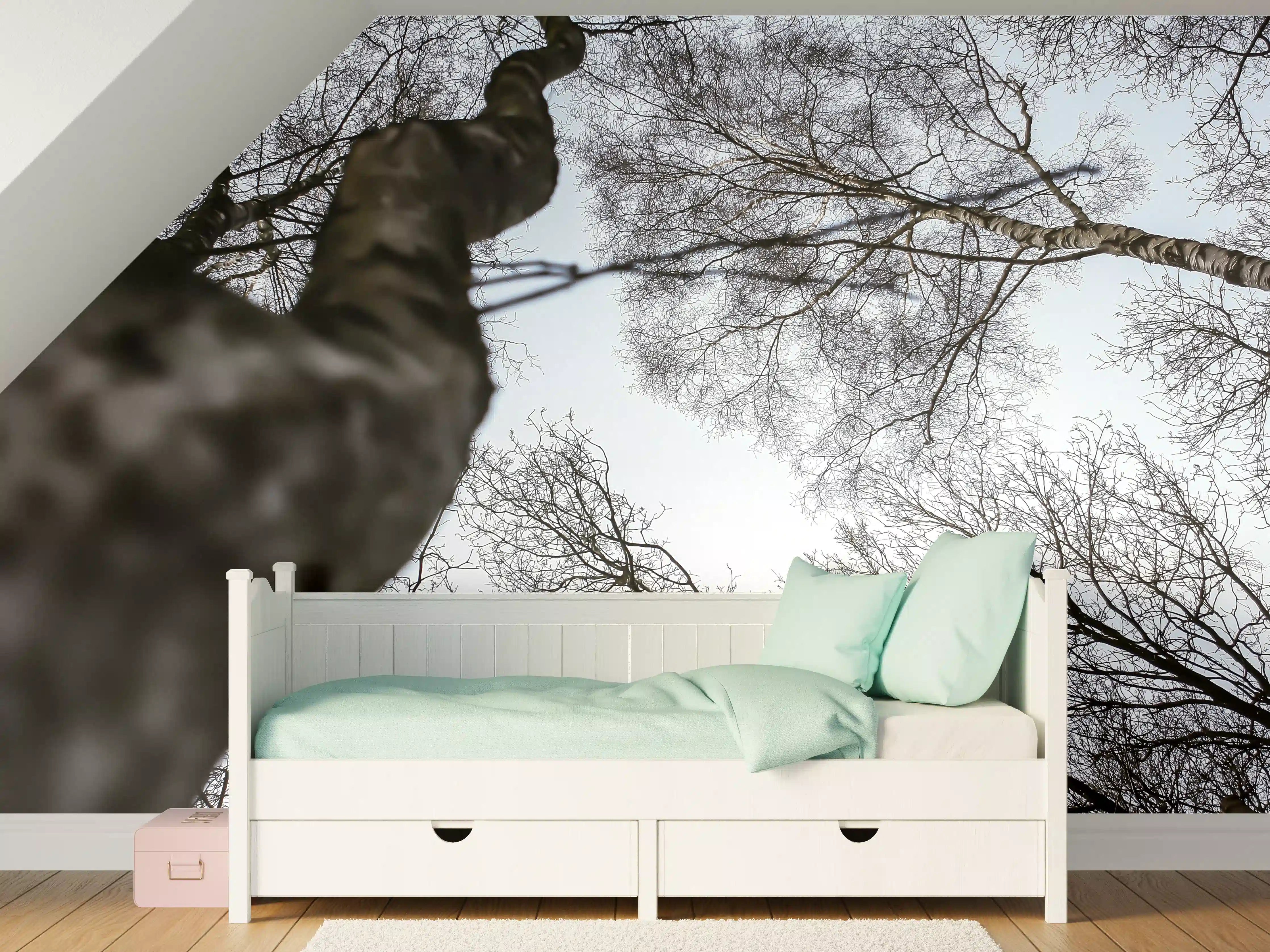 Kinderzimmer Wandgestaltung - Birkenwald im WInter