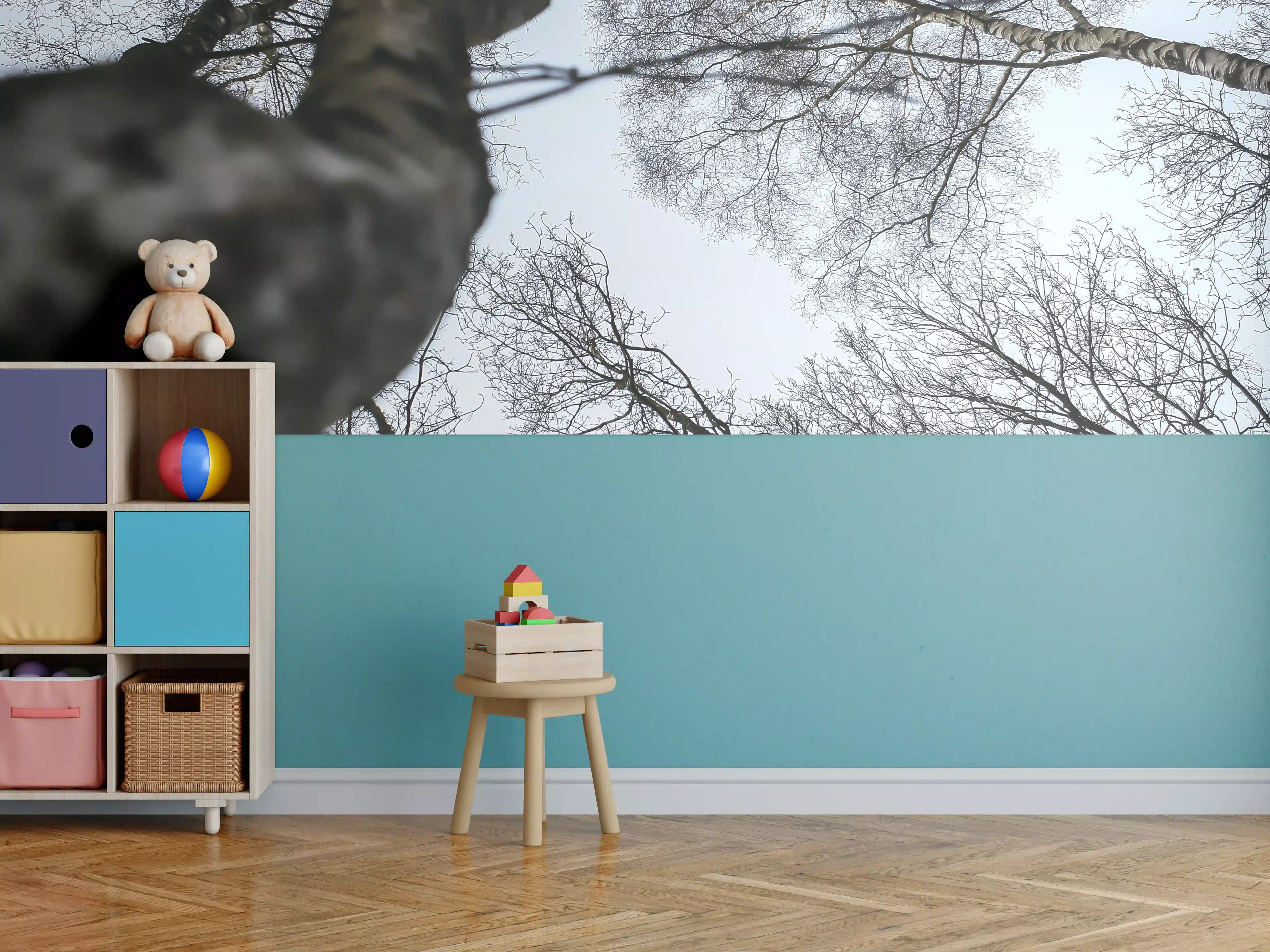 Kinderzimmer Wandgestaltung - Birkenwald im WInter