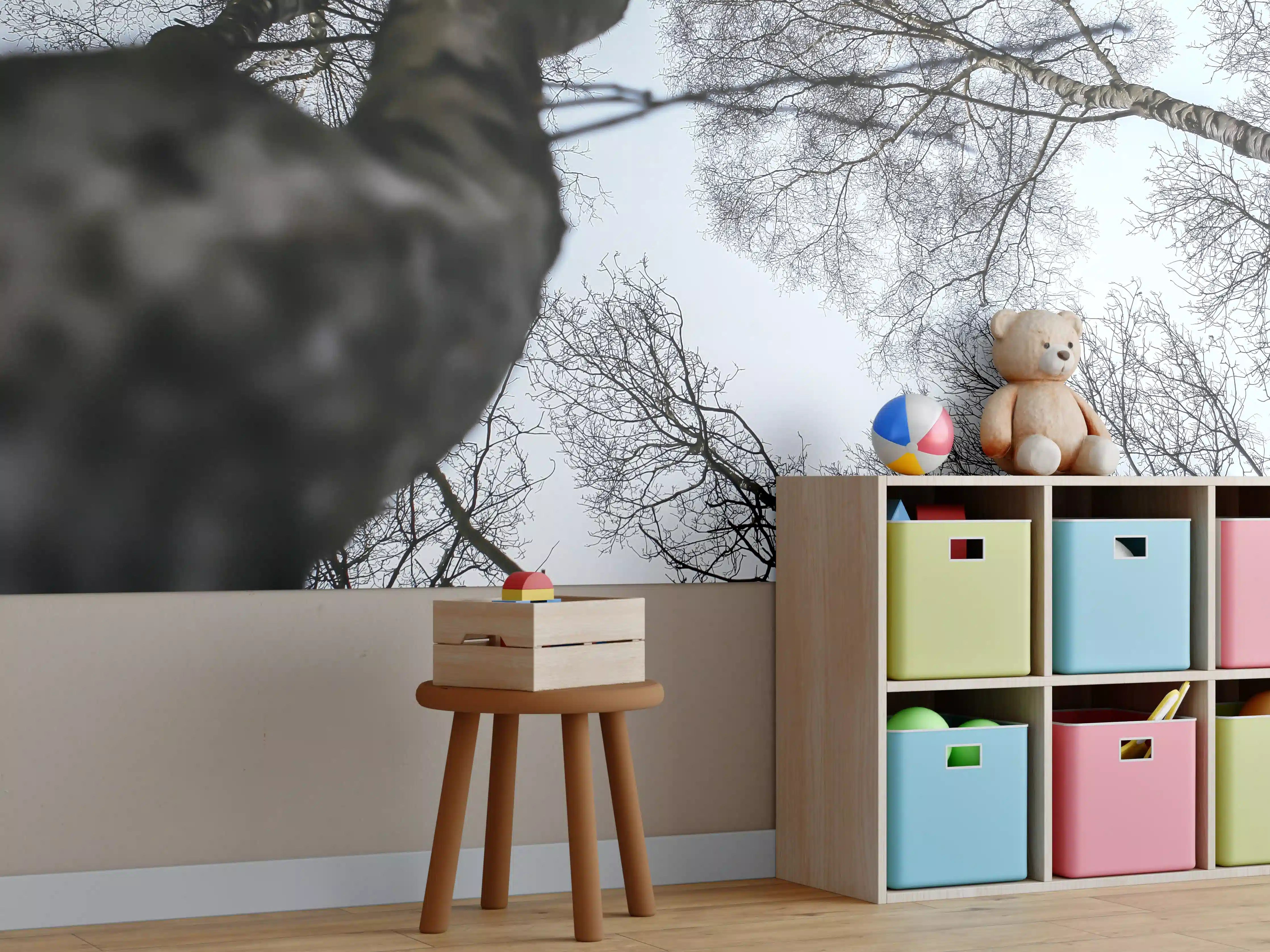 Kinderzimmer Wandgestaltung - Birkenwald im WInter