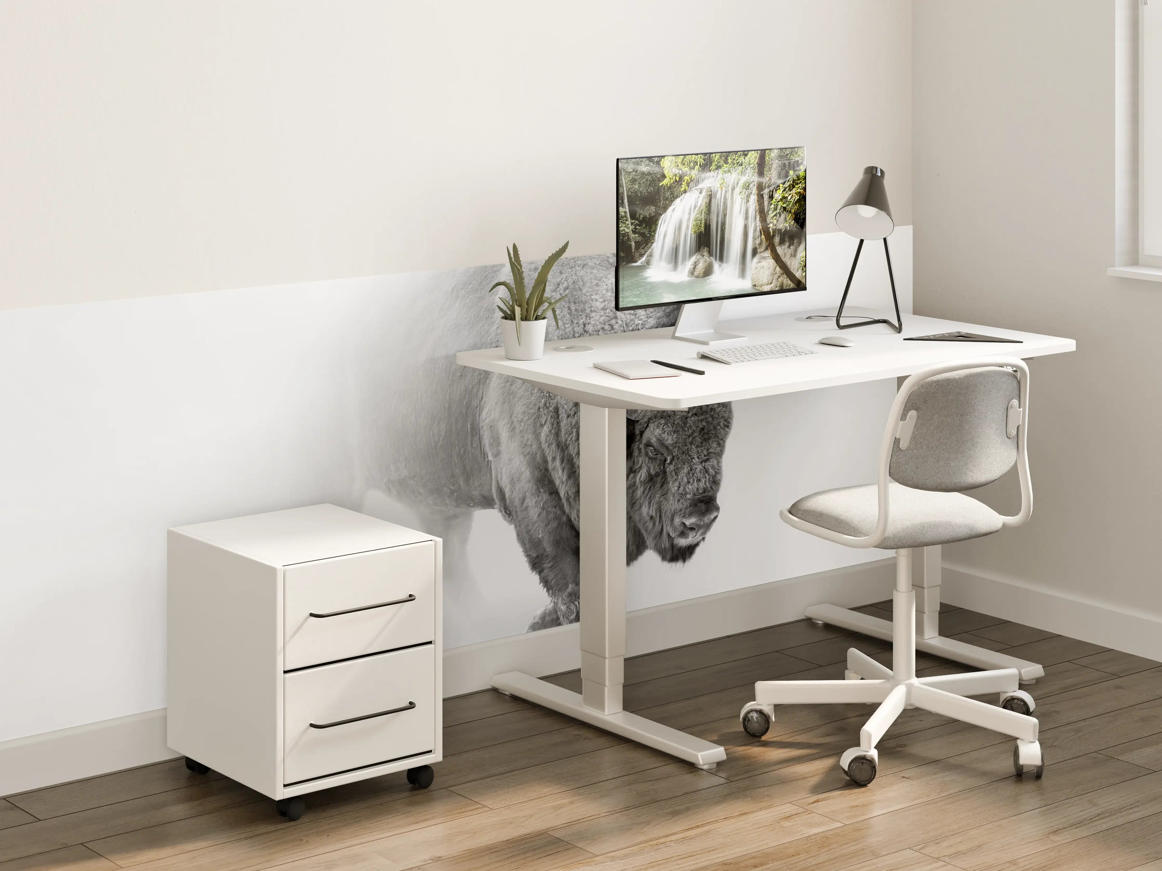 Kinderzimmer Wandgestaltung - Bison Graustufenbild