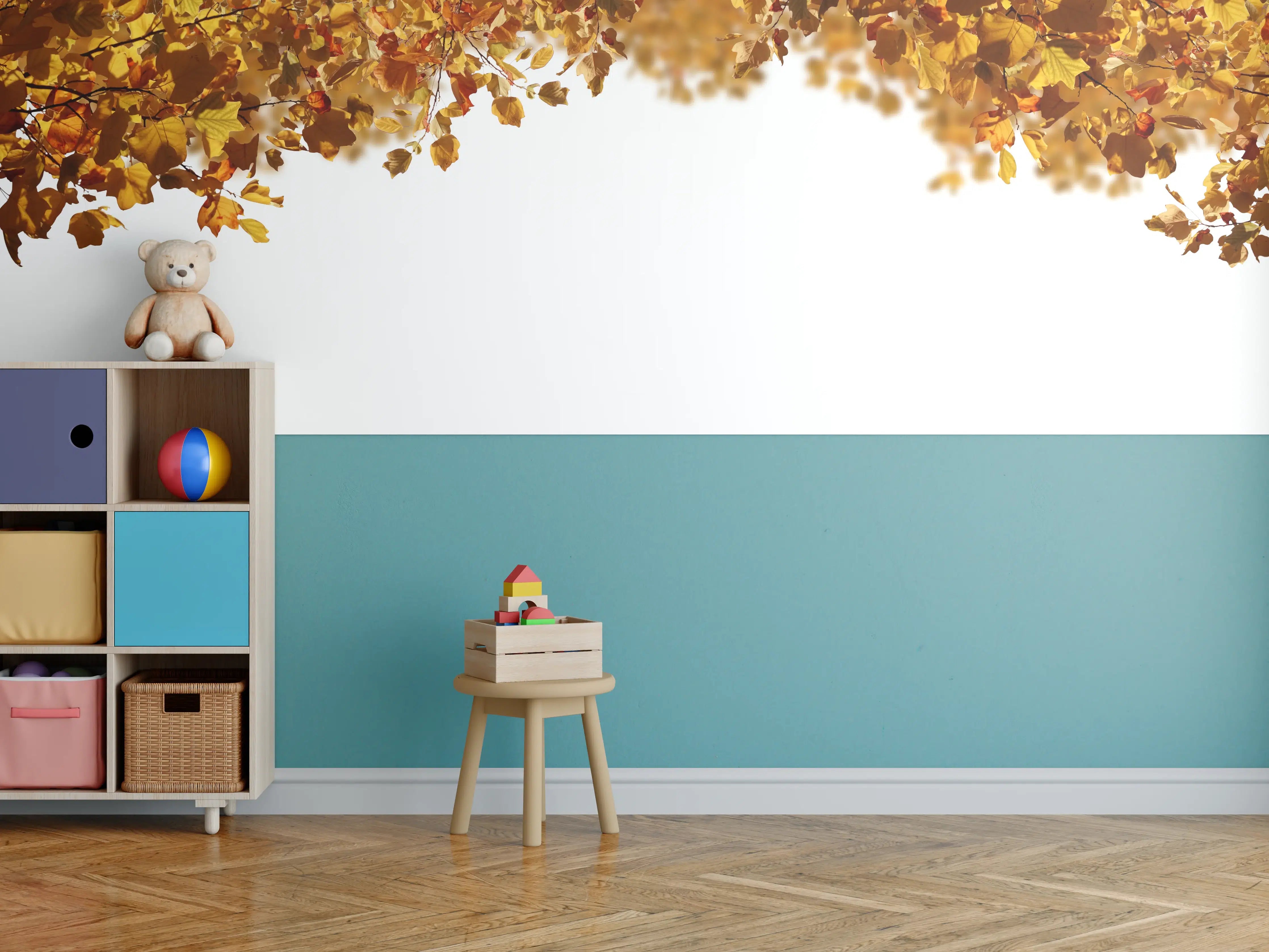 Kinderzimmer Wandgestaltung - Blätter im Herbst